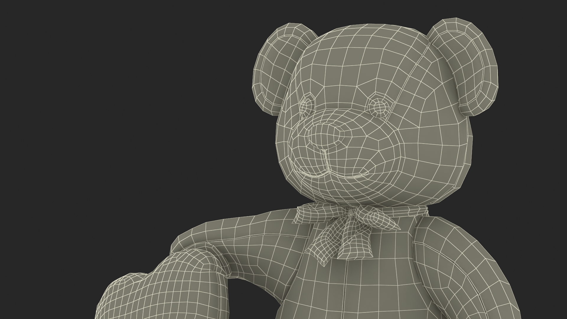 3D model Grey Teddy Bear with Heart Fur