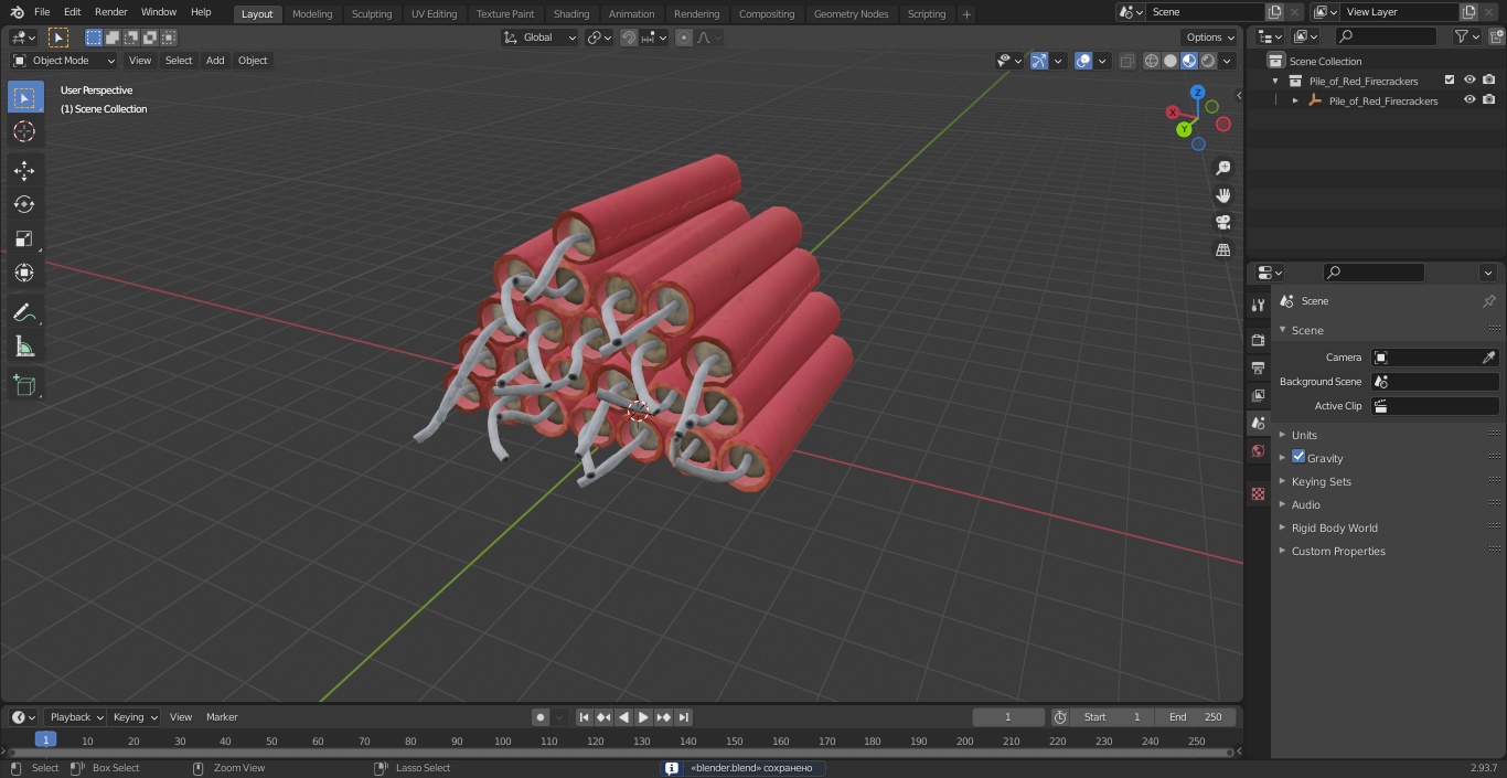 Pile of Red Firecrackers 3D model