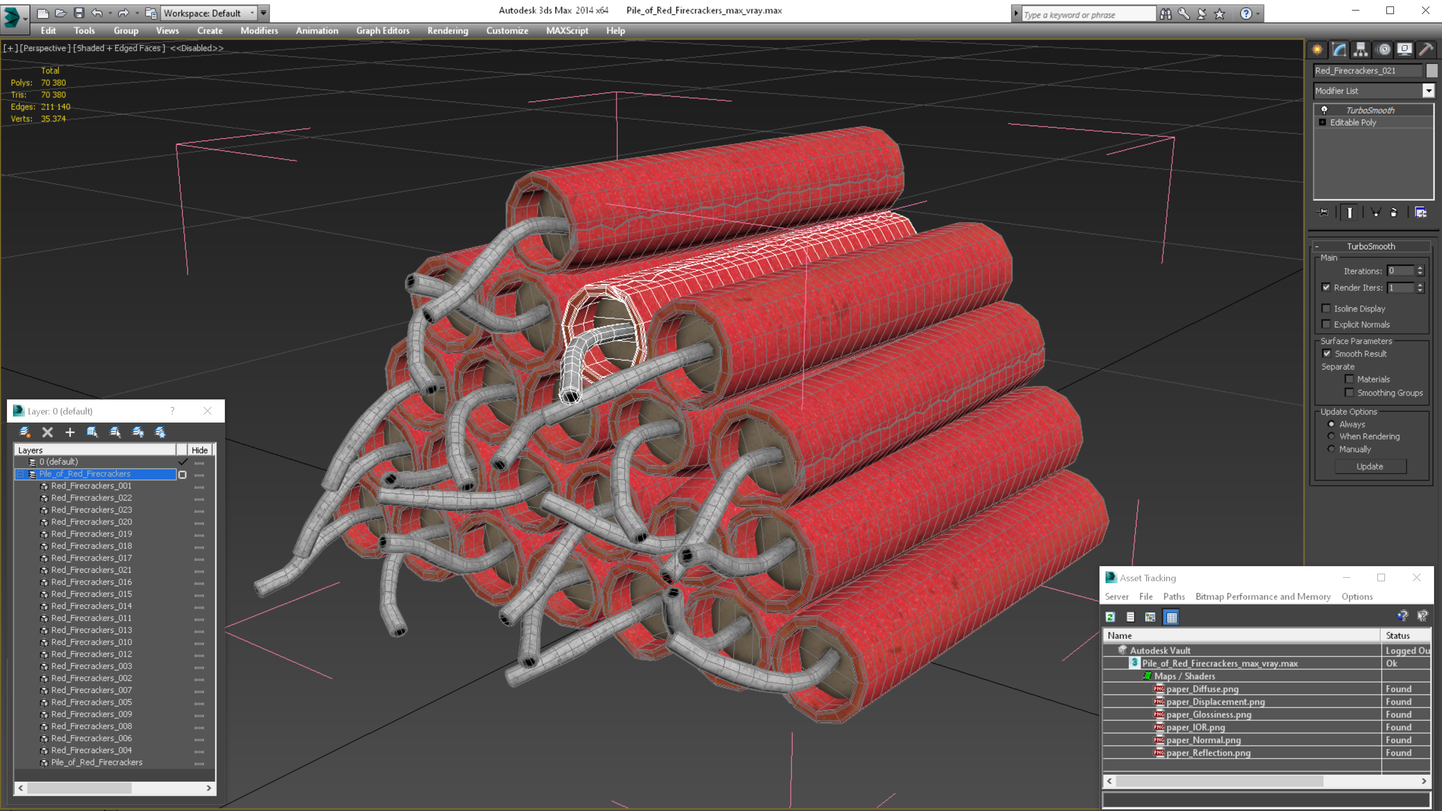 Pile of Red Firecrackers 3D model