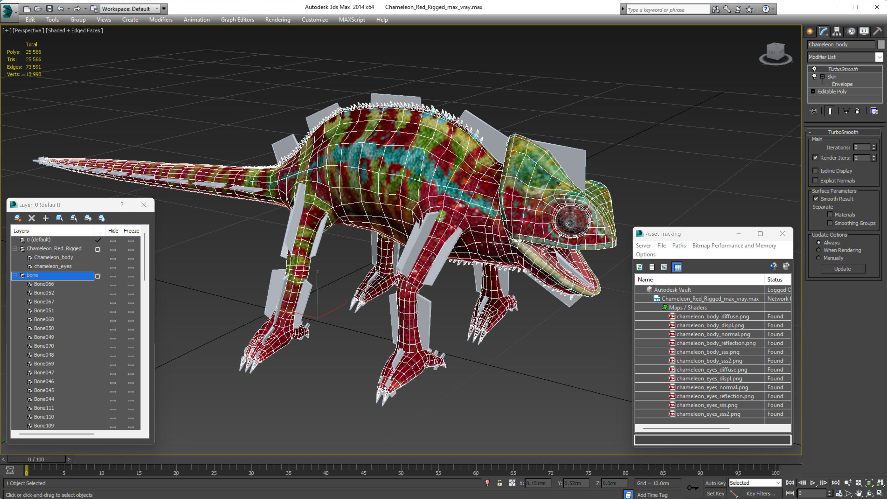 3D model Chameleon Red Rigged