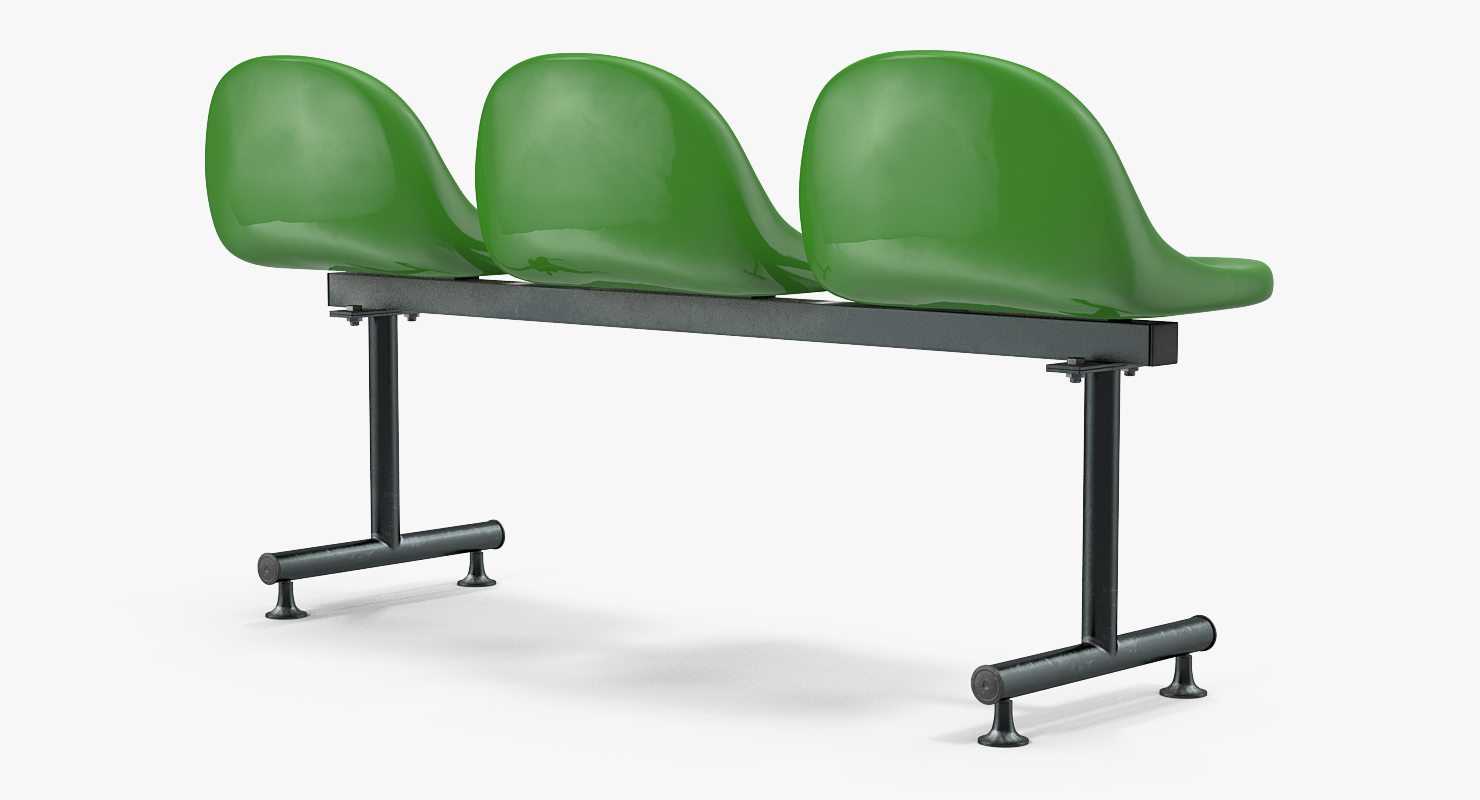 3D model Plastic Chairs Row of 3 Seater