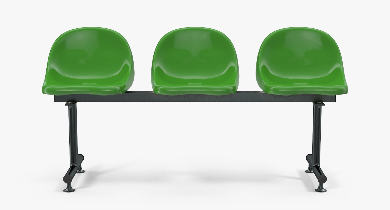 3D model Plastic Chairs Row of 3 Seater