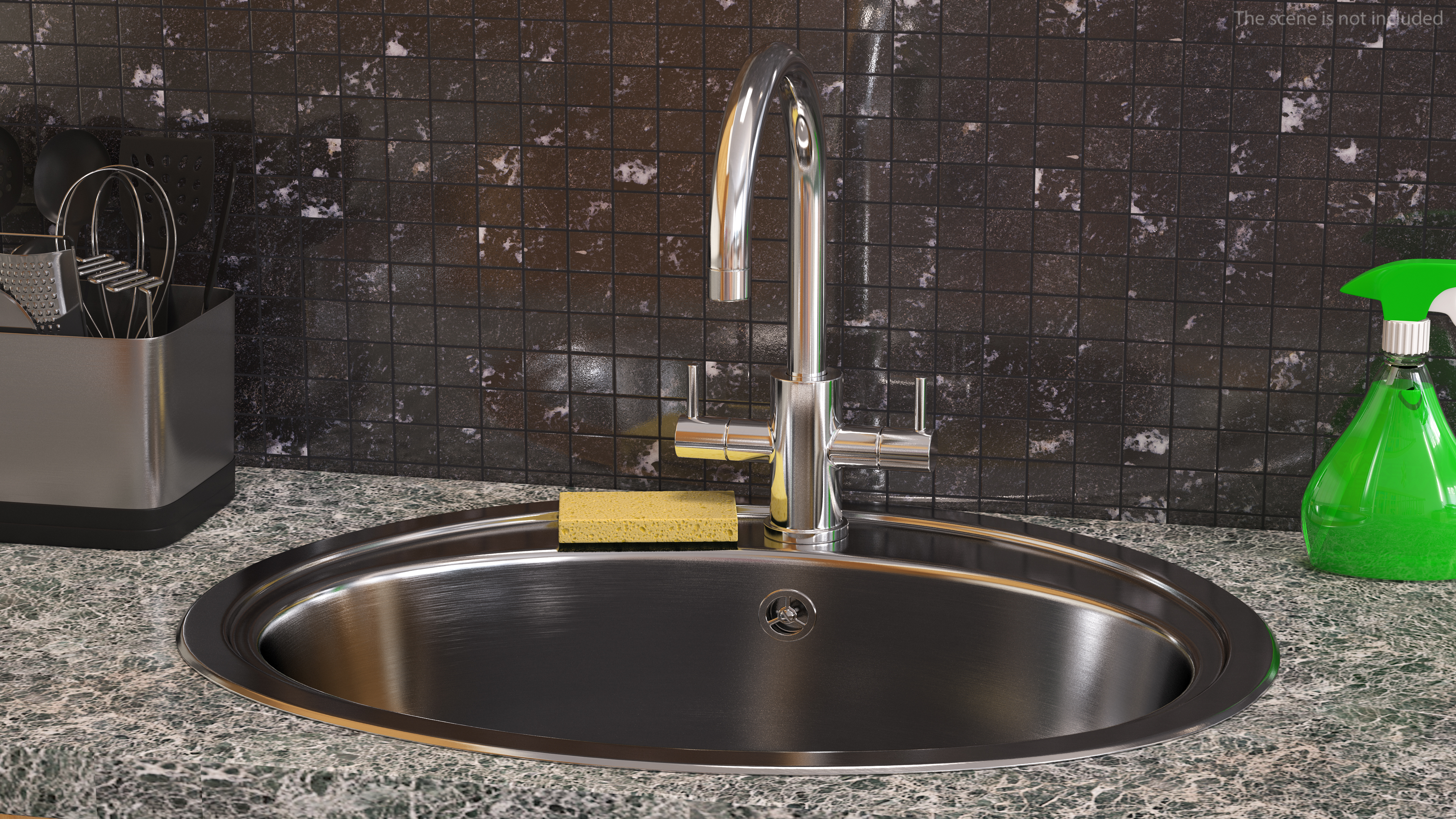 3D Oval Single Kitchen Sink with Tap model