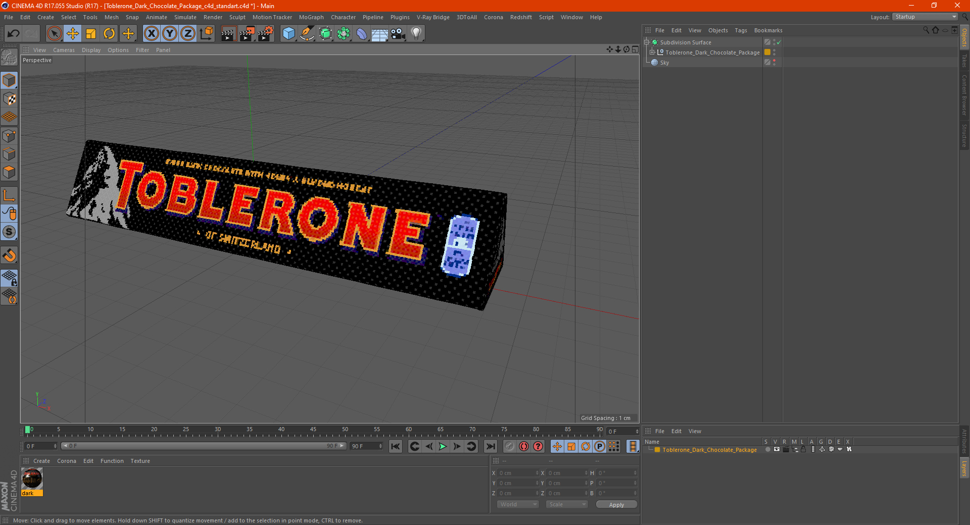 Toblerone Dark Chocolate Package 3D