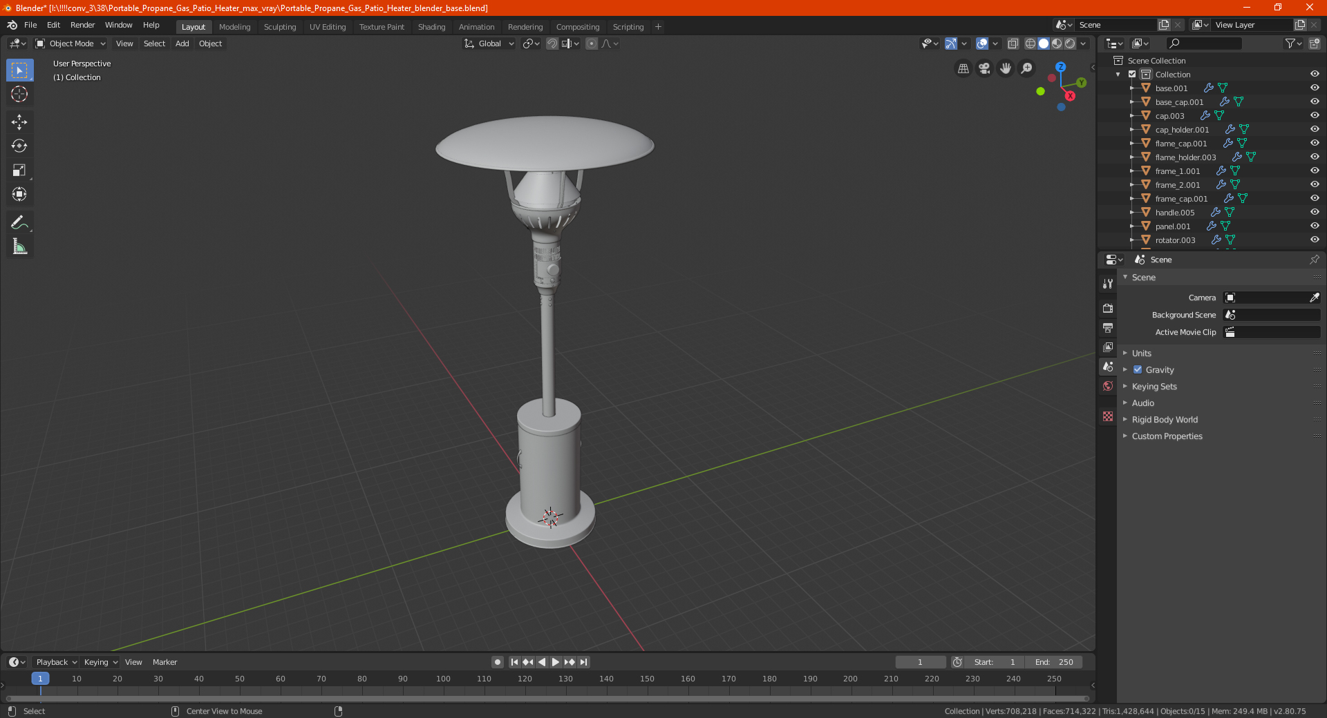 3D Portable Propane Gas Patio Heater model