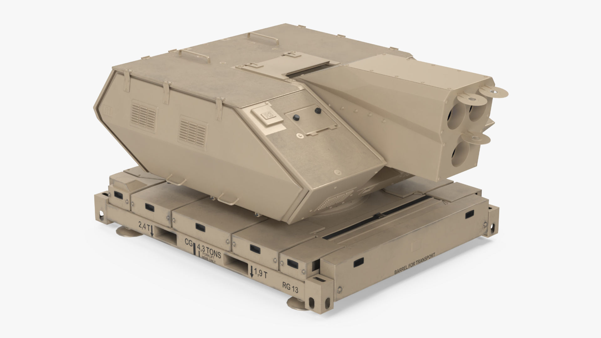 3D model Laser System for Air Defense Sand Camo Rigged