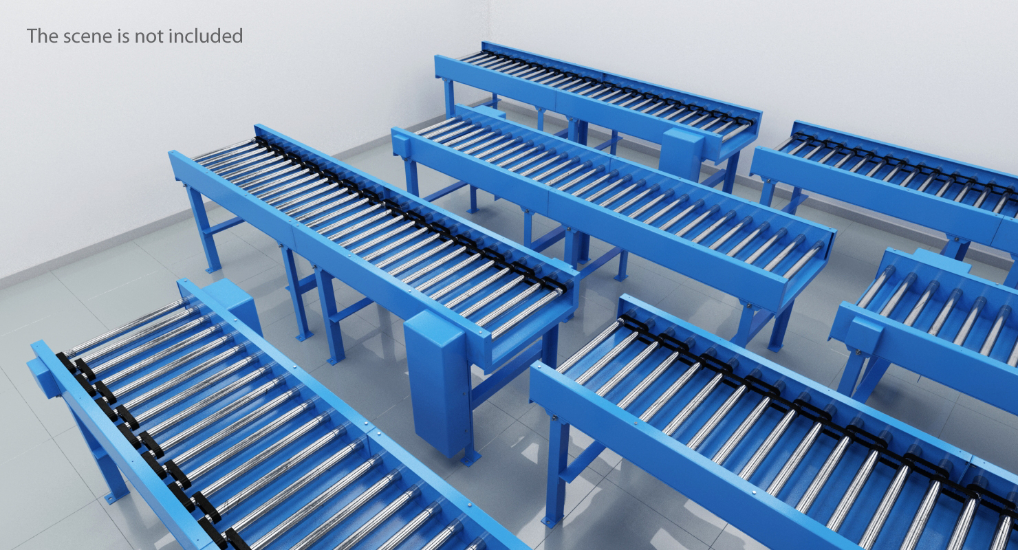 3D model Motorised Roller Conveyor Belt