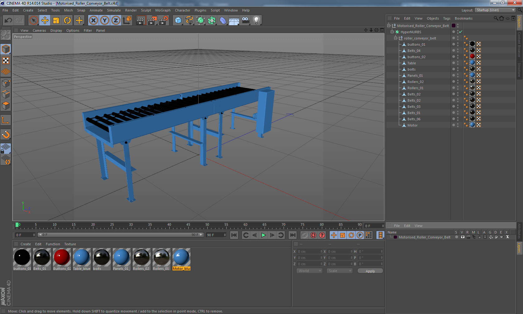 3D model Motorised Roller Conveyor Belt