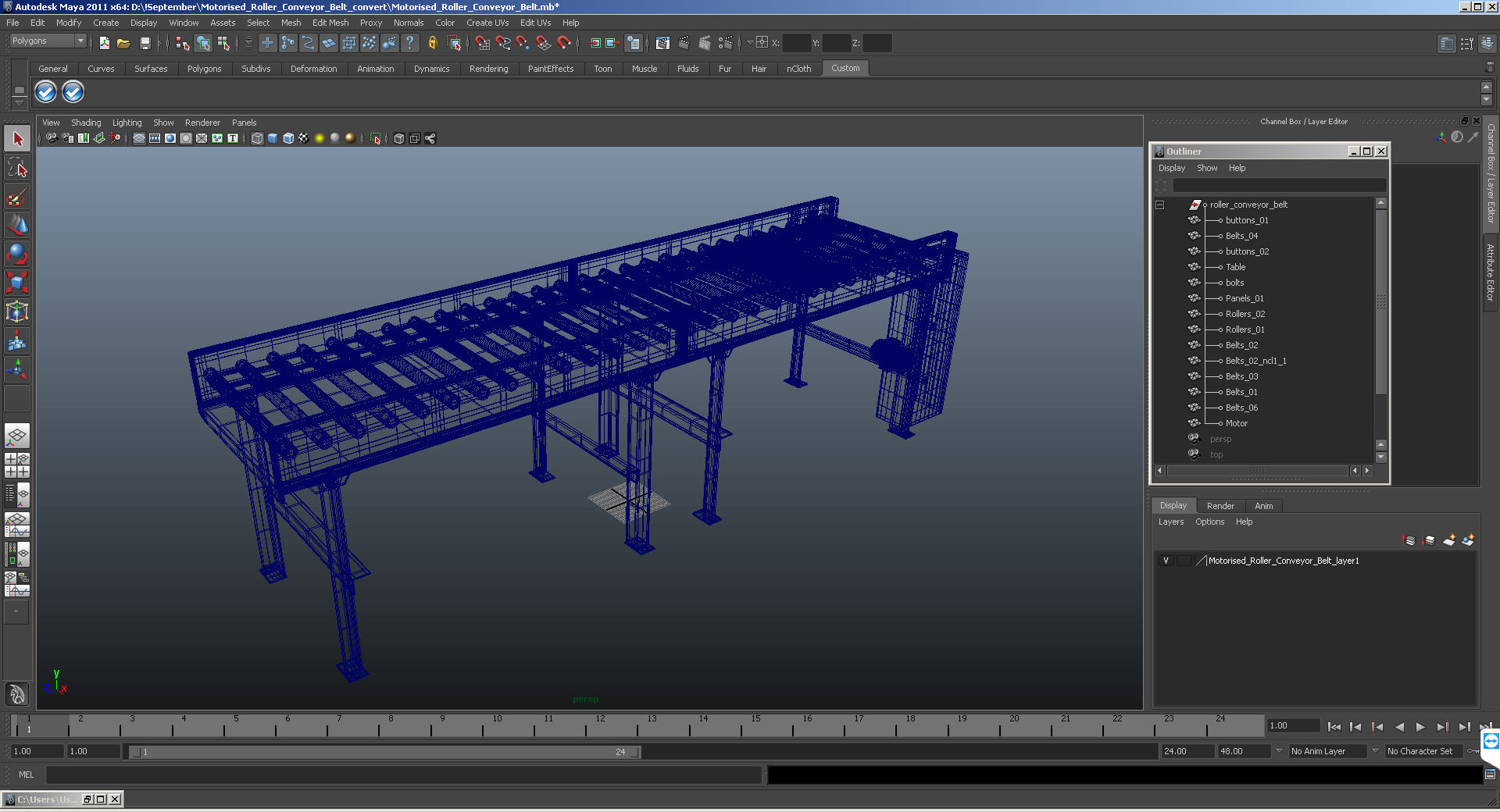 3D model Motorised Roller Conveyor Belt