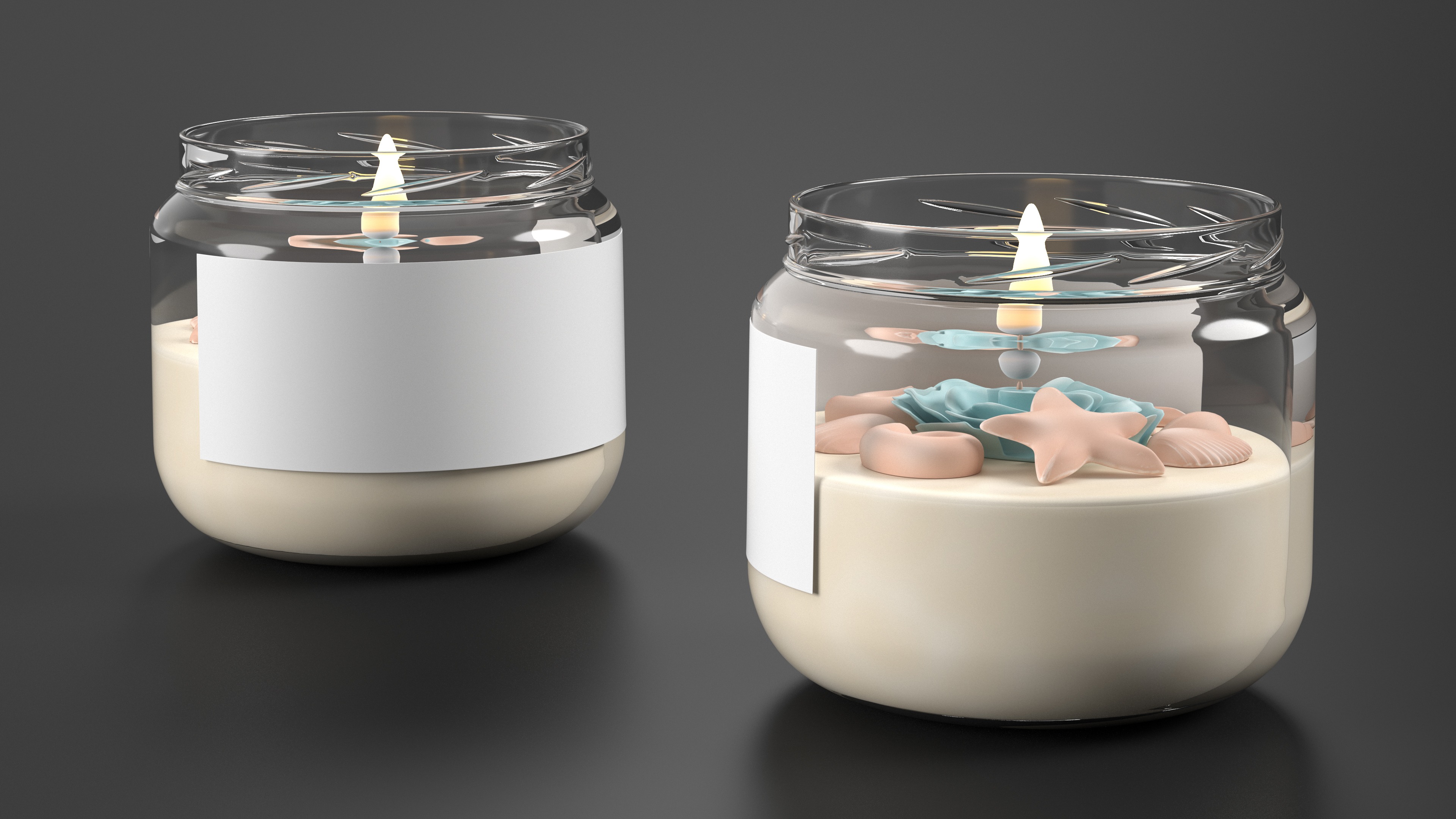 Glass Jar Candle Fire Burns 3D