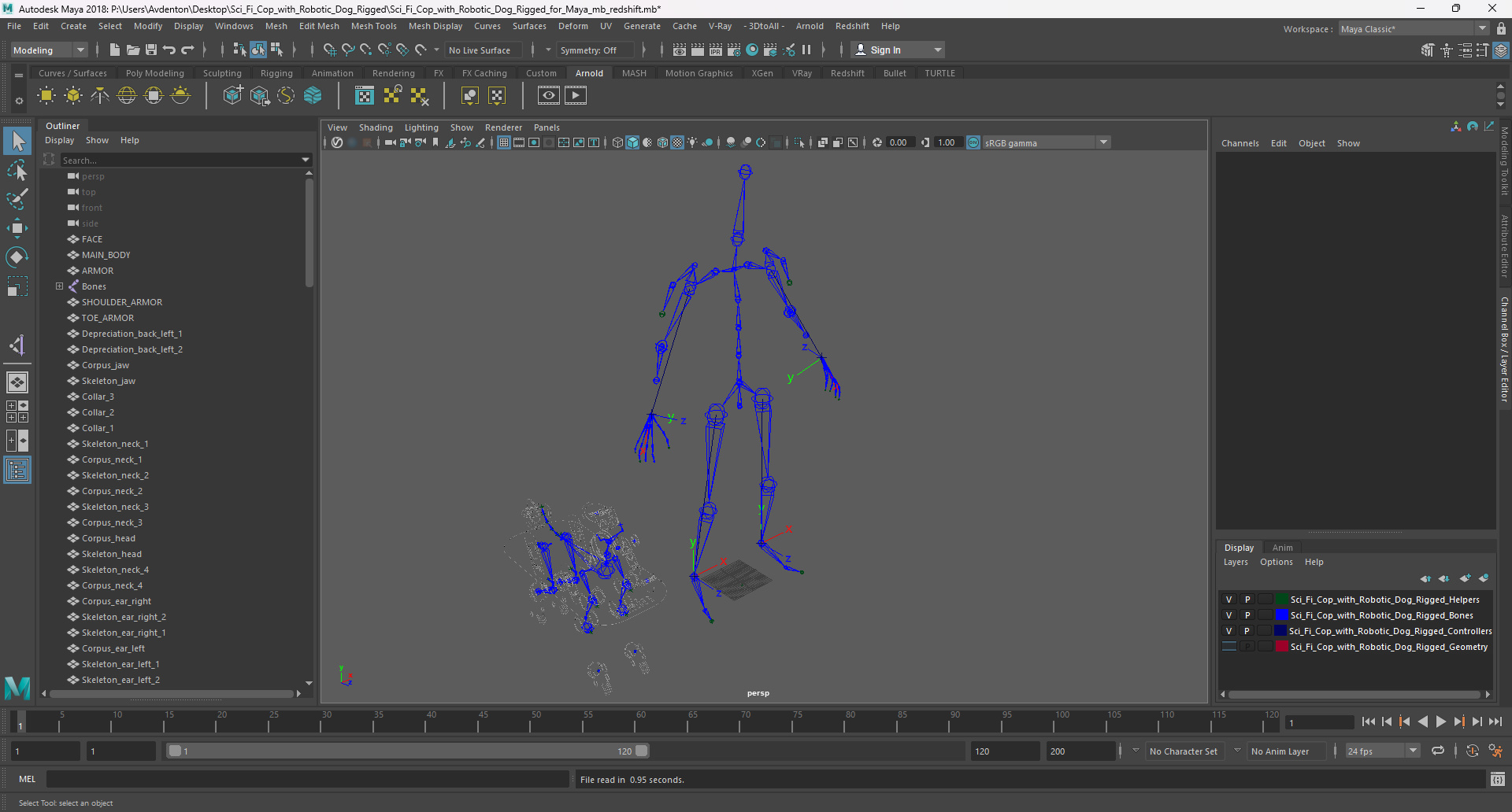 3D Sci Fi Cop with Robotic Dog Rigged for Maya model