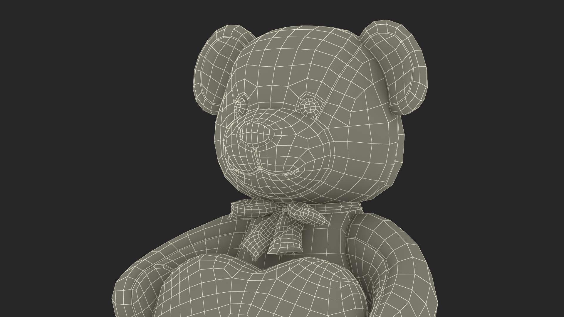 Plush Teddy Bear Grey Holding Heart Fur 3D model