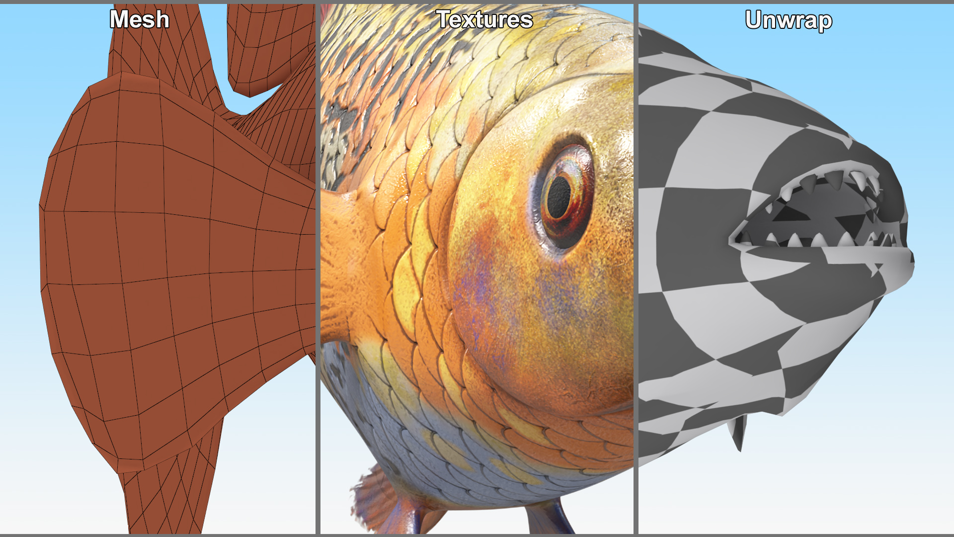 3D Guppy Fish Red Snake Rigged for Maya