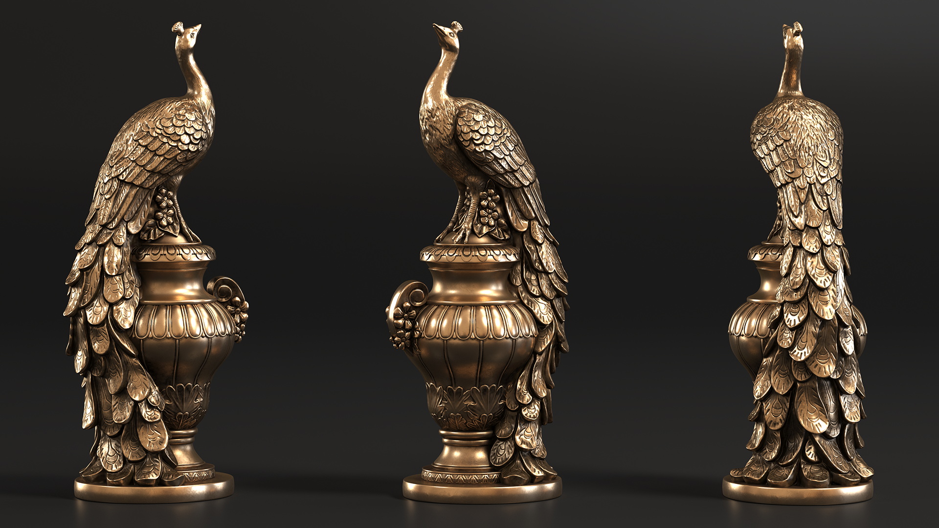 Peacock Cast Bronze 3D model