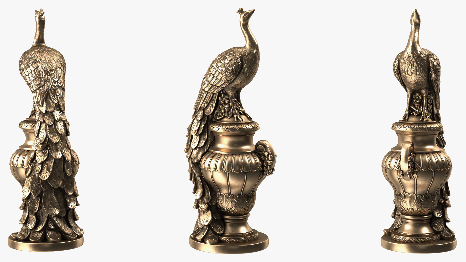 Peacock Cast Bronze 3D model