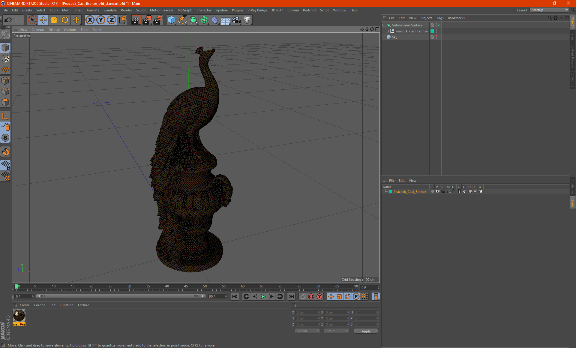 Peacock Cast Bronze 3D model