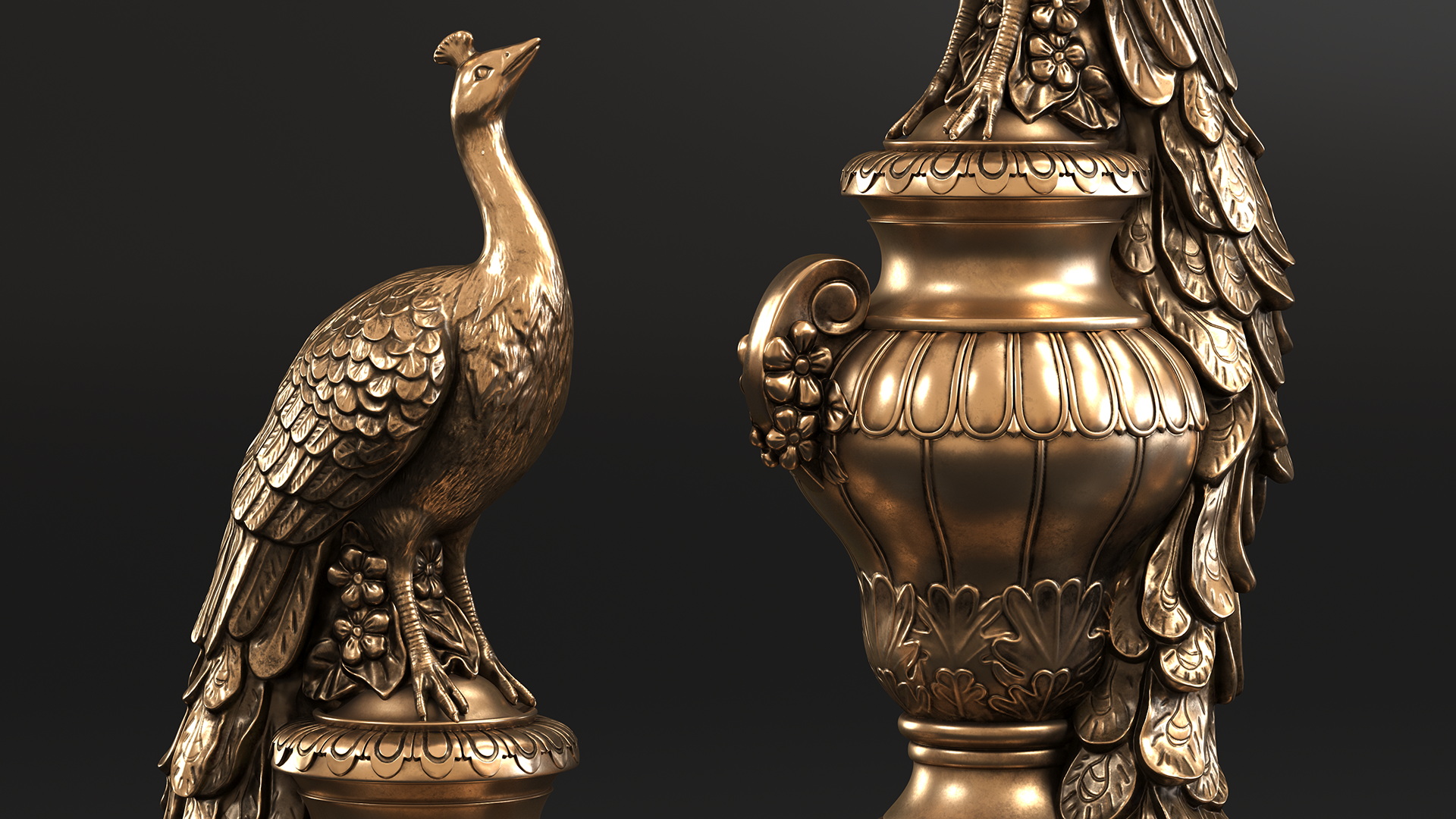 Peacock Cast Bronze 3D model