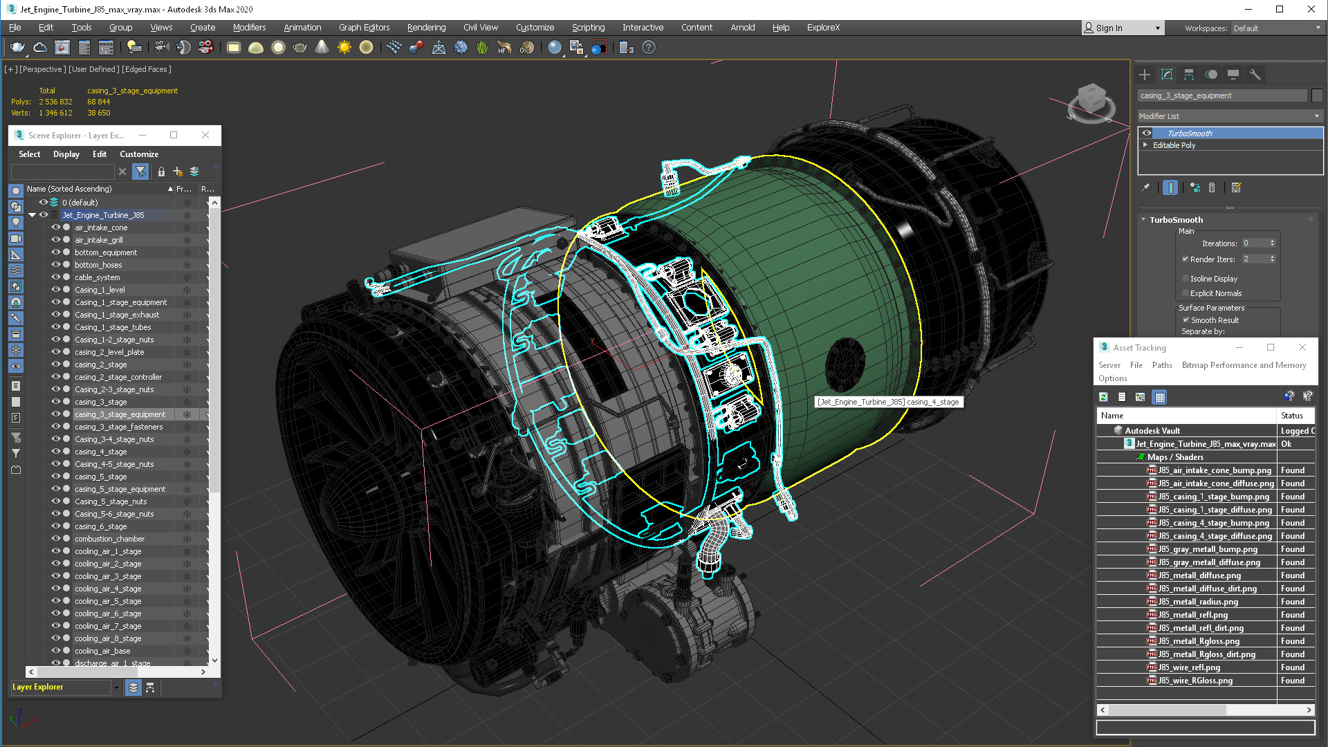 Jet Engine Turbine J85 3D