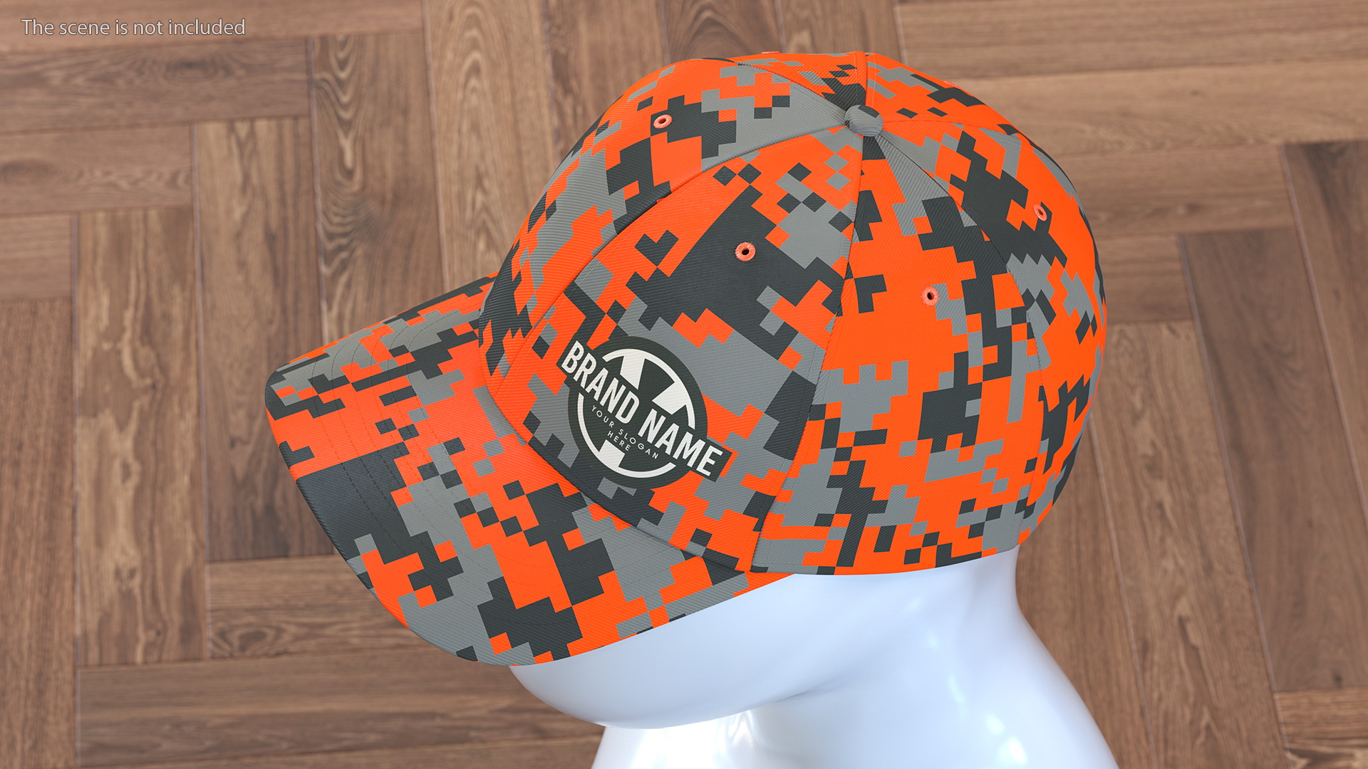 Cap Cotton Orange Pixel Your Brand 3D model