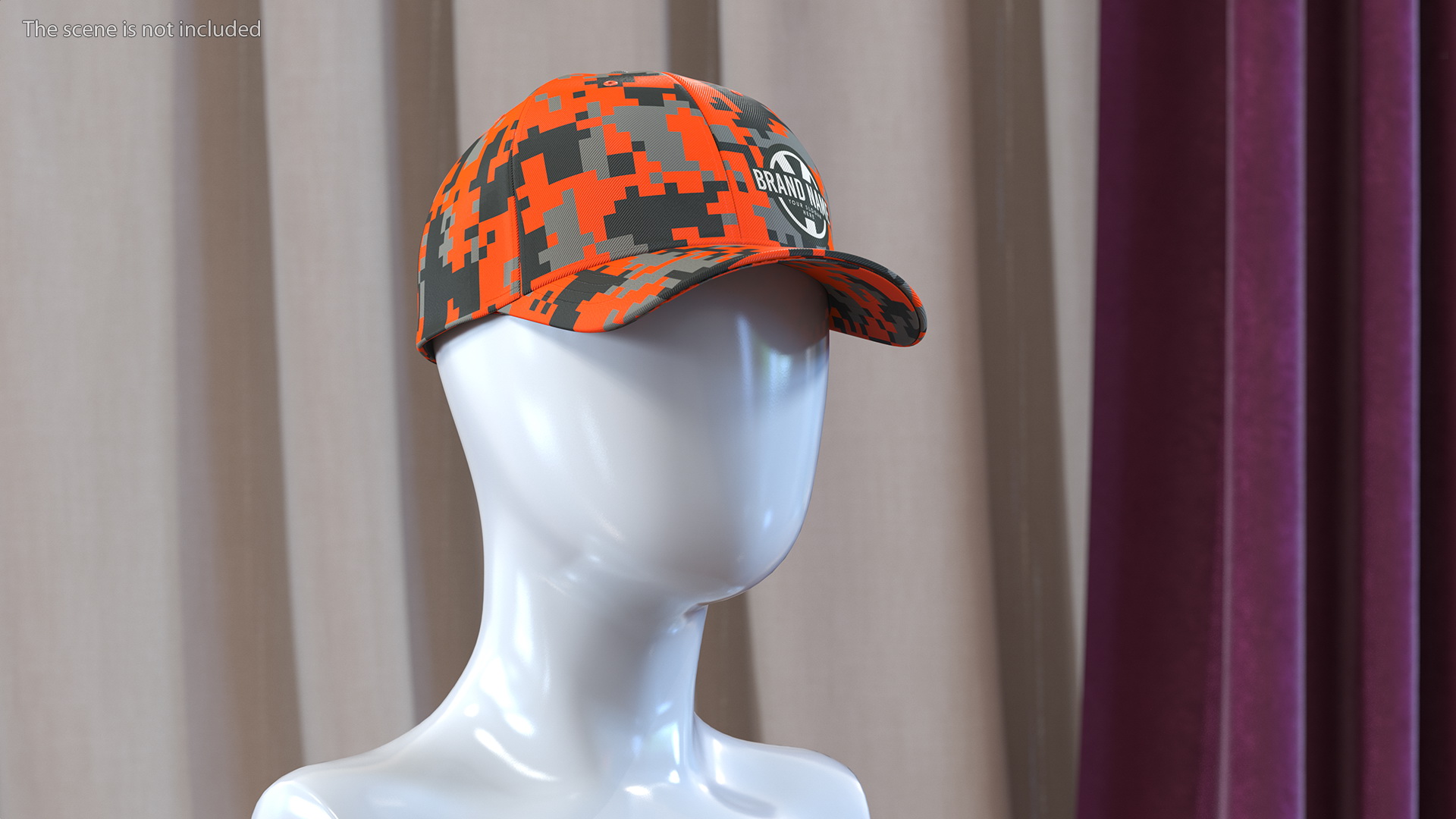 Cap Cotton Orange Pixel Your Brand 3D model