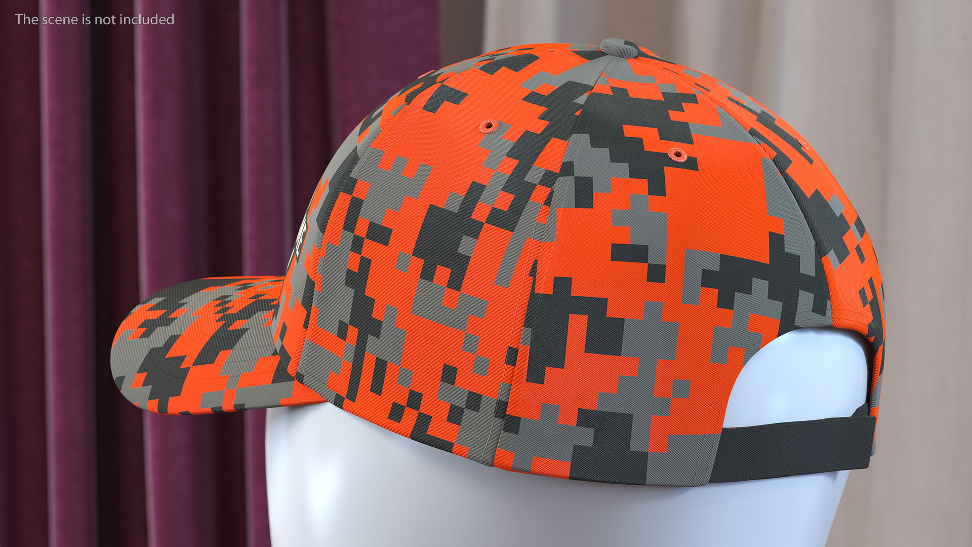 Cap Cotton Orange Pixel Your Brand 3D model