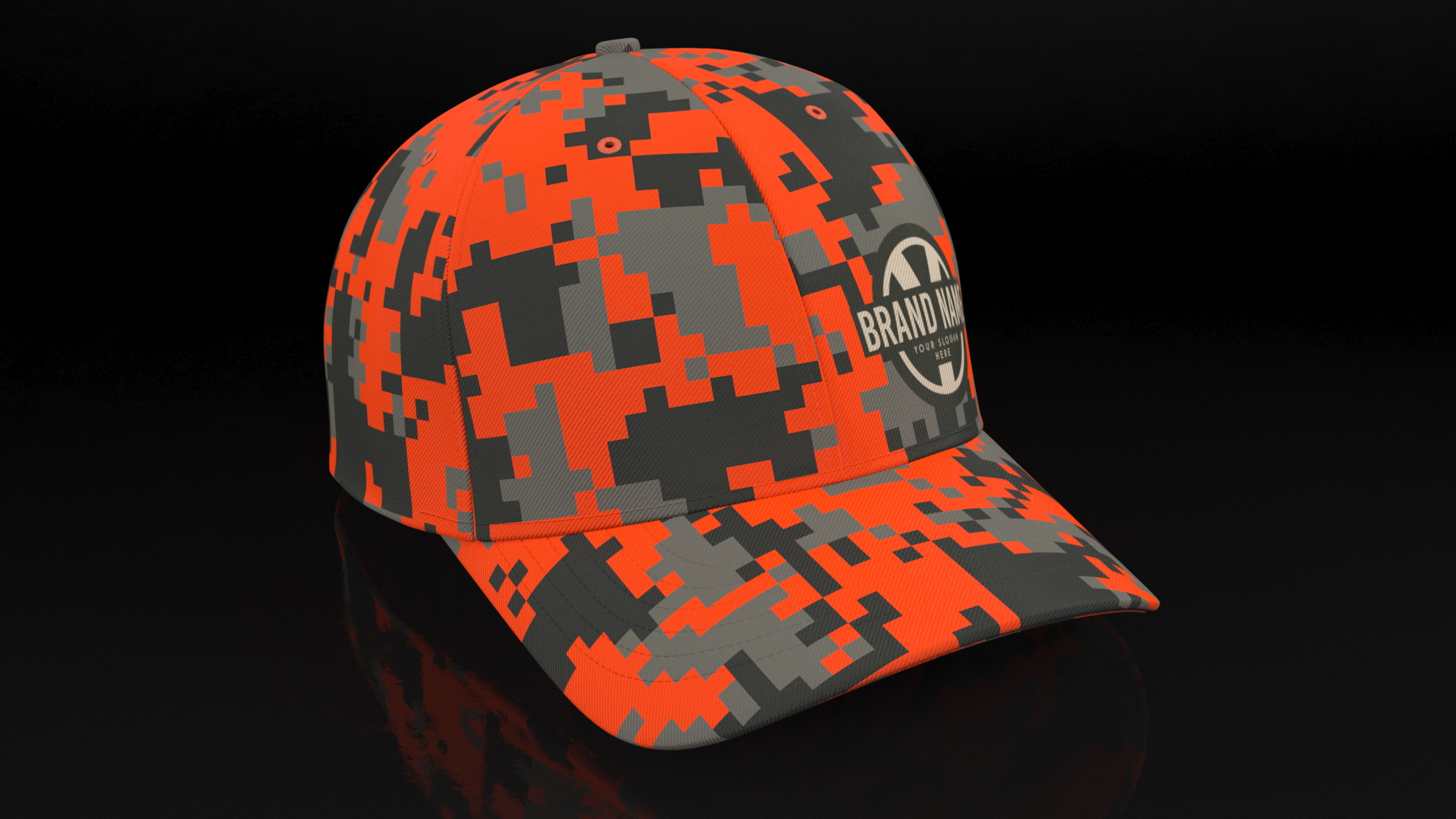 Cap Cotton Orange Pixel Your Brand 3D model