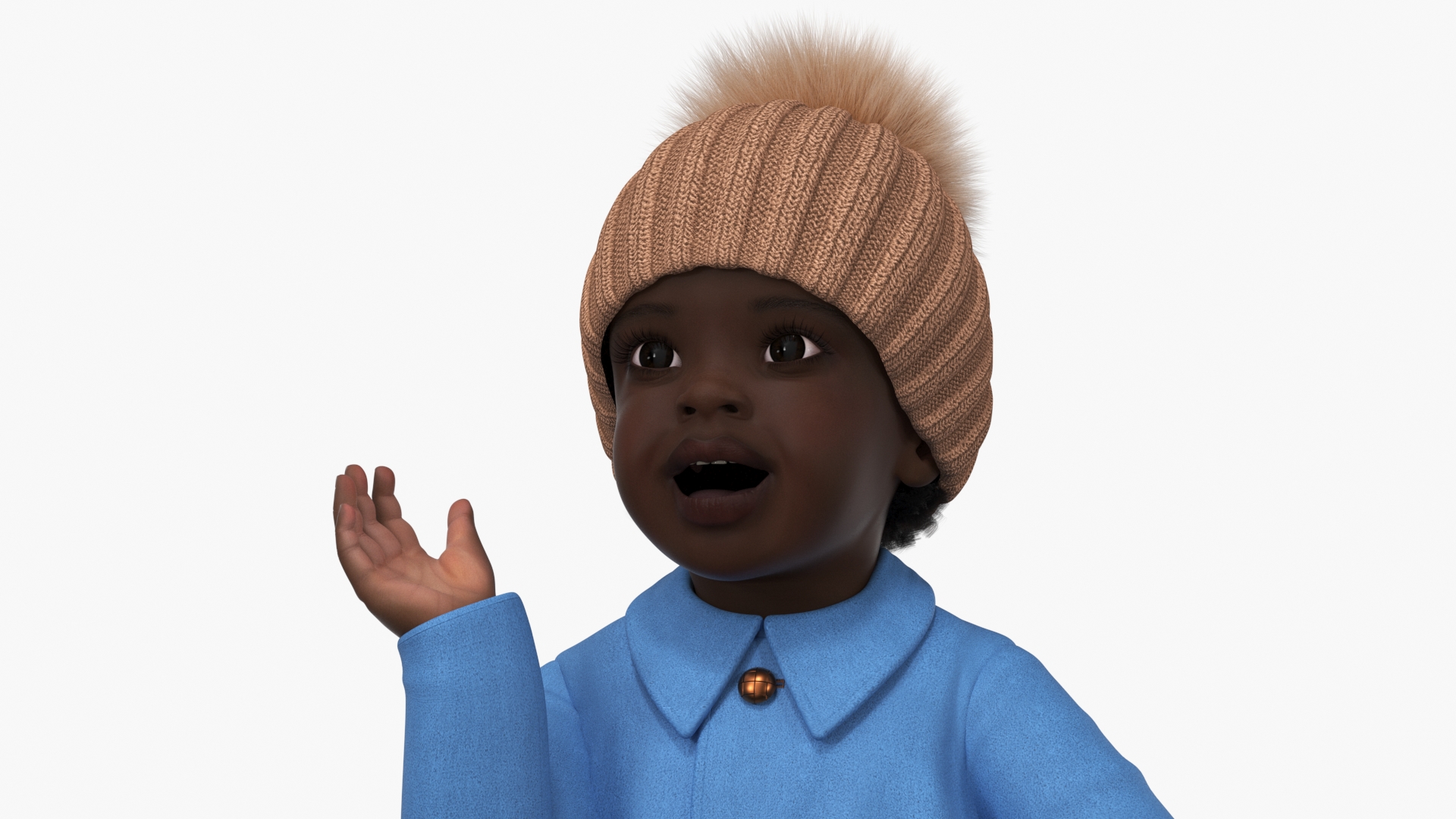 Little Black Girl Everyday Autumn Clothes Fur Rigged 3D