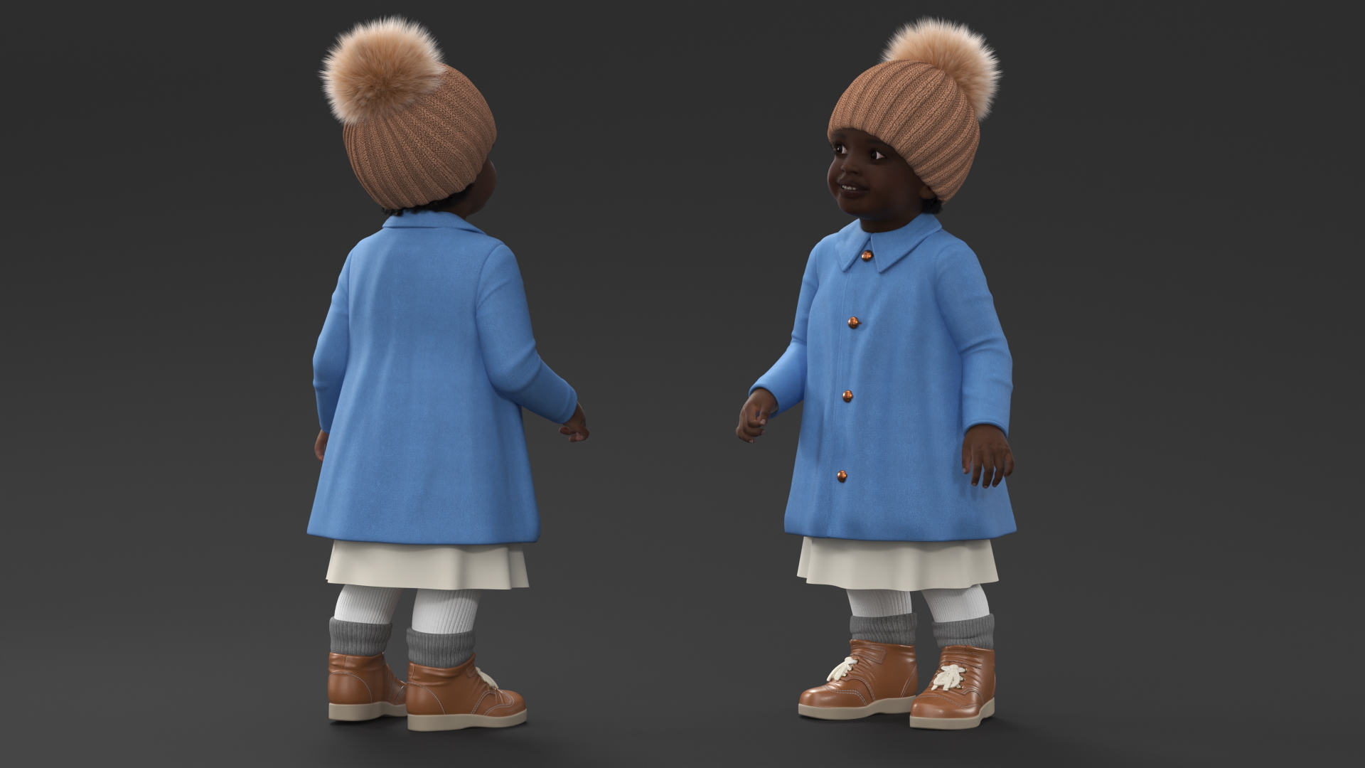 Little Black Girl Everyday Autumn Clothes Fur Rigged 3D