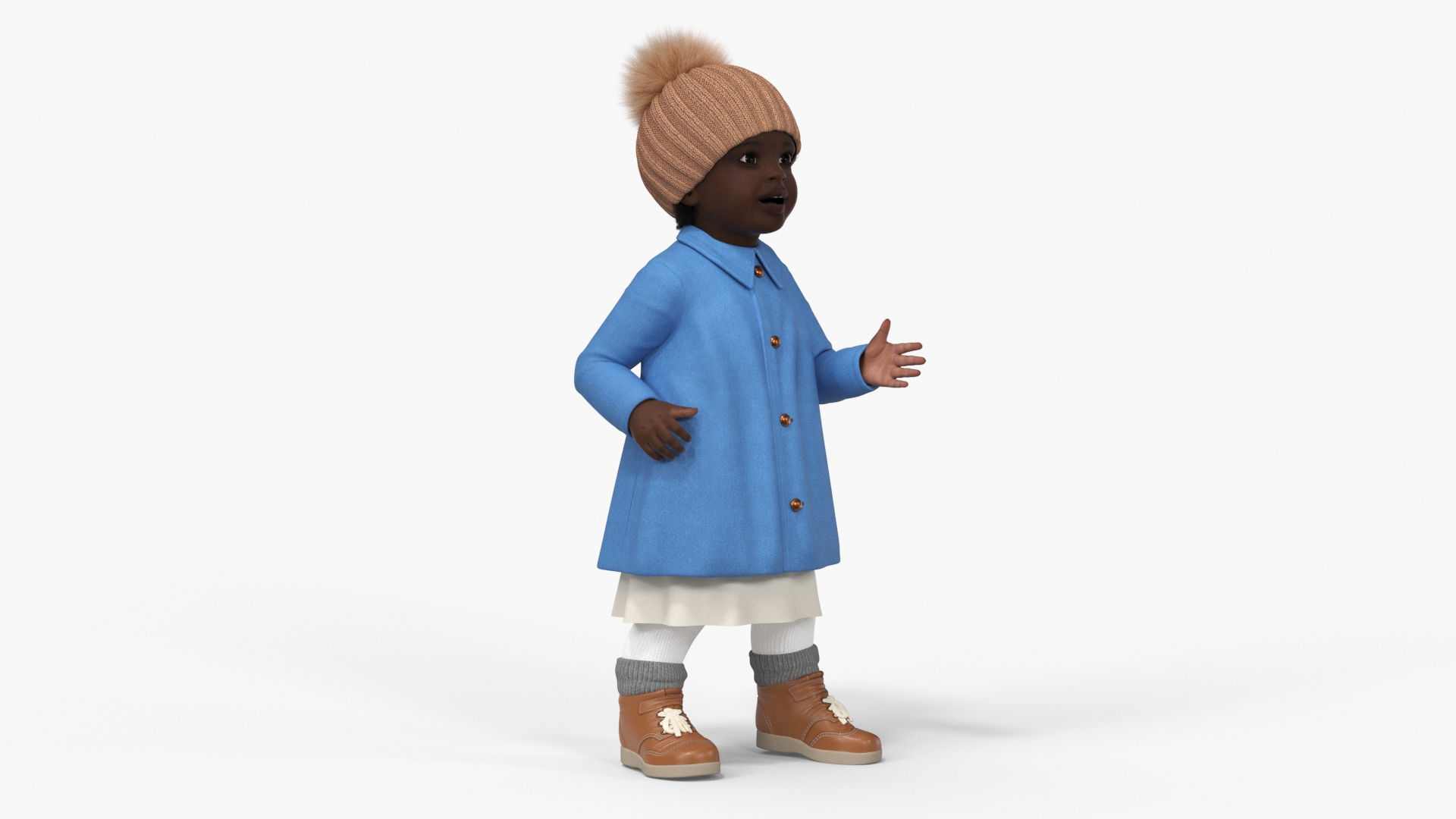 Little Black Girl Everyday Autumn Clothes Fur Rigged 3D