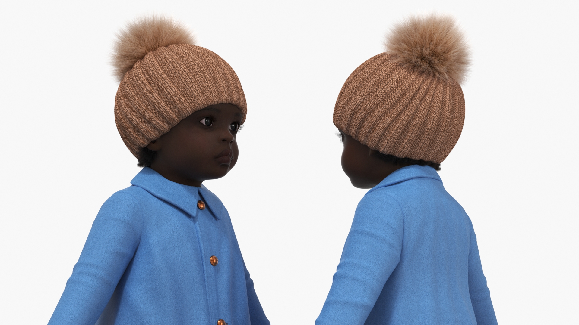 Little Black Girl Everyday Autumn Clothes Fur Rigged 3D