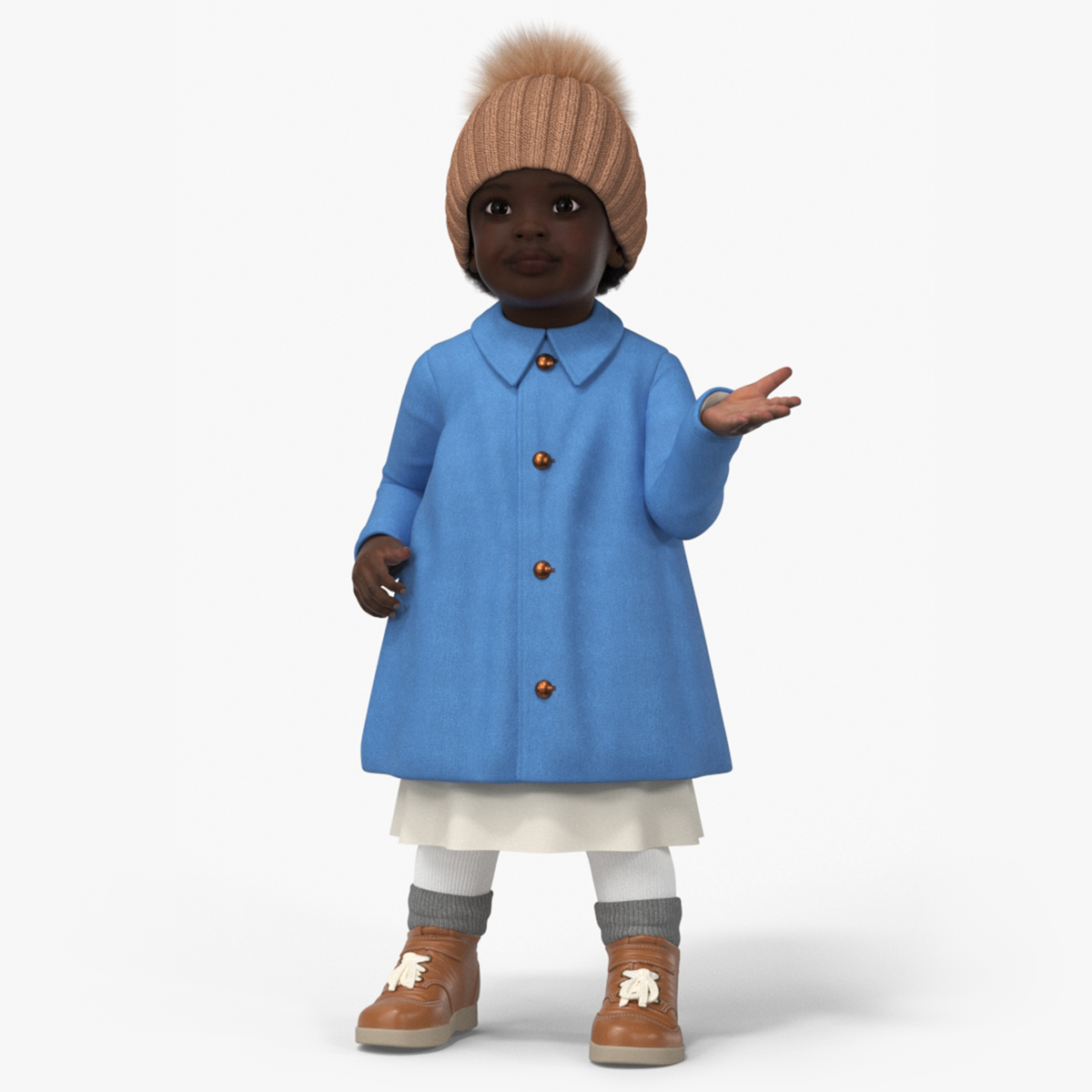 Little Black Girl Everyday Autumn Clothes Fur Rigged 3D