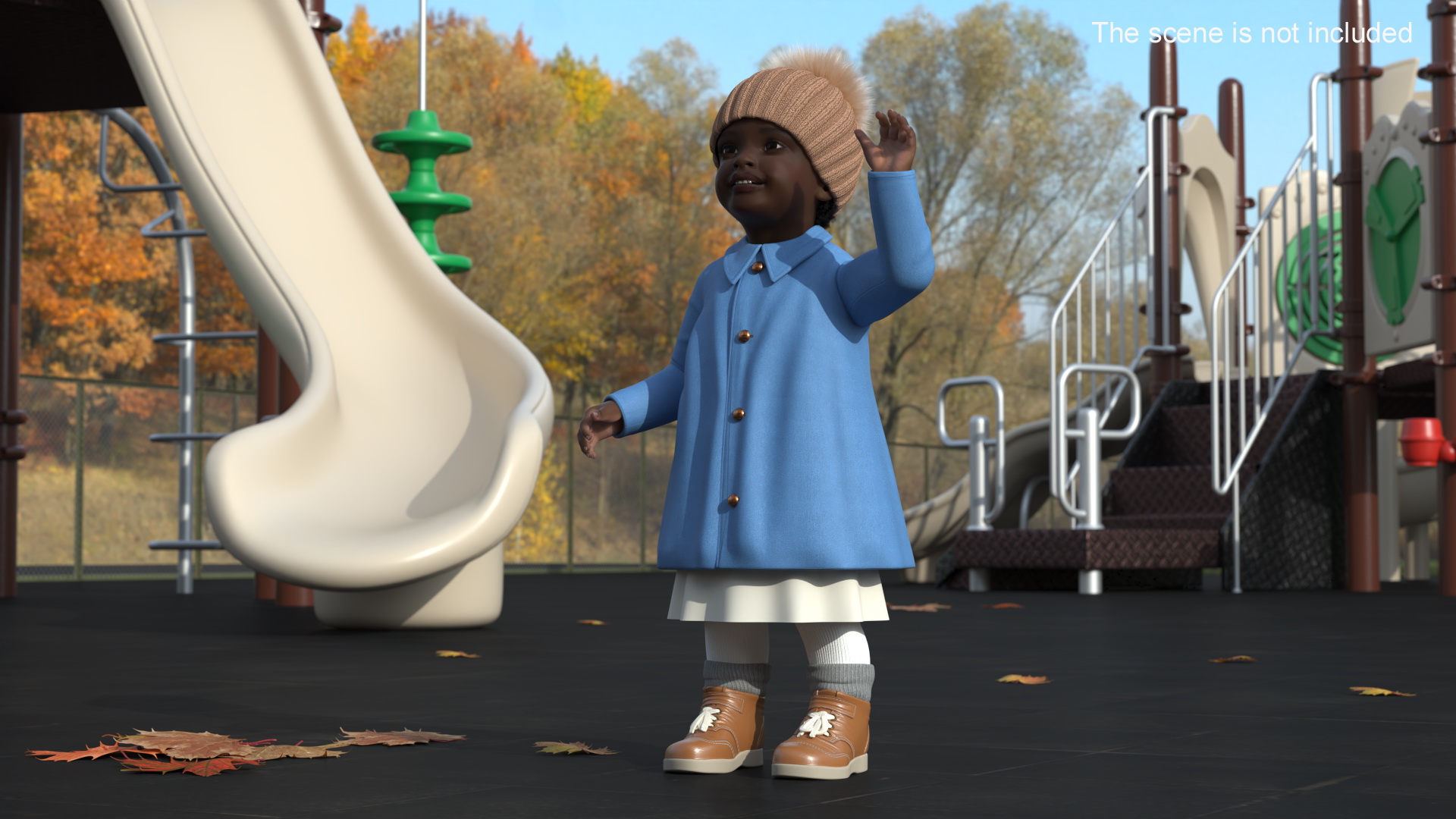 Little Black Girl Everyday Autumn Clothes Fur Rigged 3D