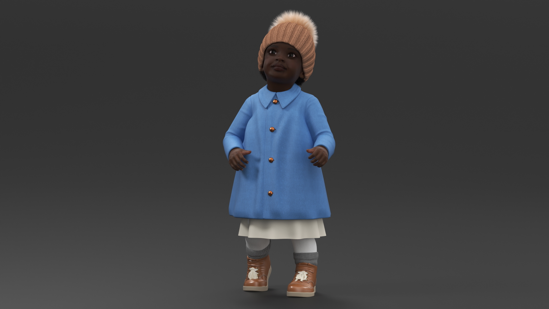 Little Black Girl Everyday Autumn Clothes Fur Rigged 3D