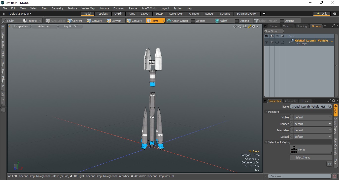 3D Orbital Launch Vehicle Main Parts model