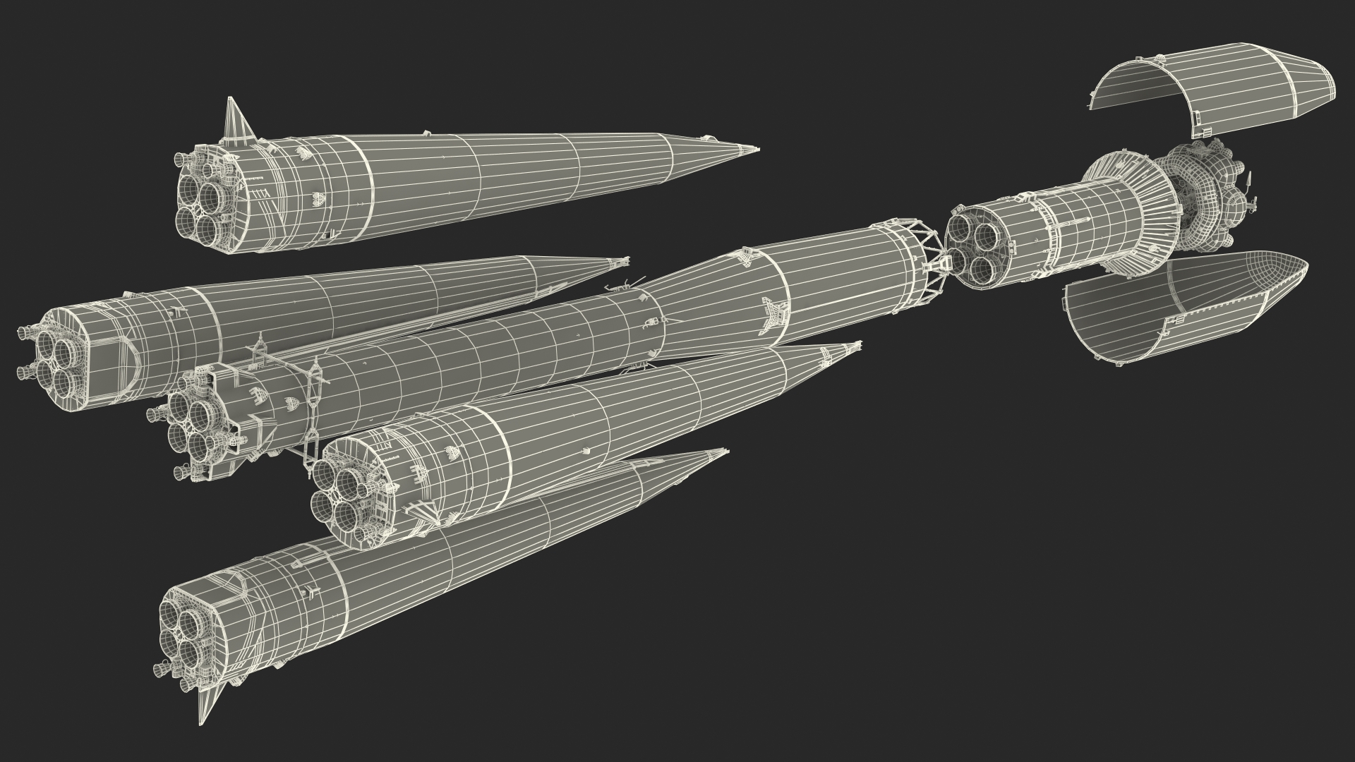 3D Orbital Launch Vehicle Main Parts model