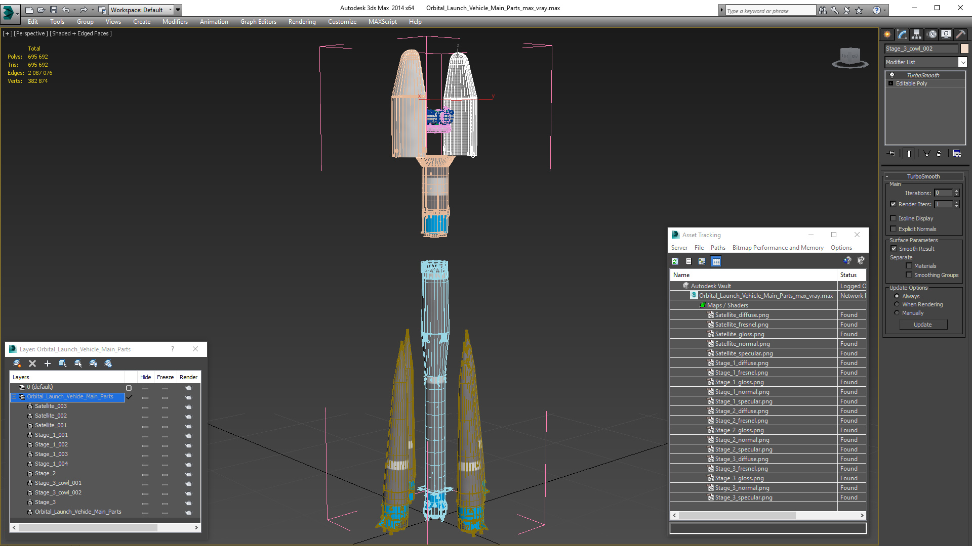 3D Orbital Launch Vehicle Main Parts model