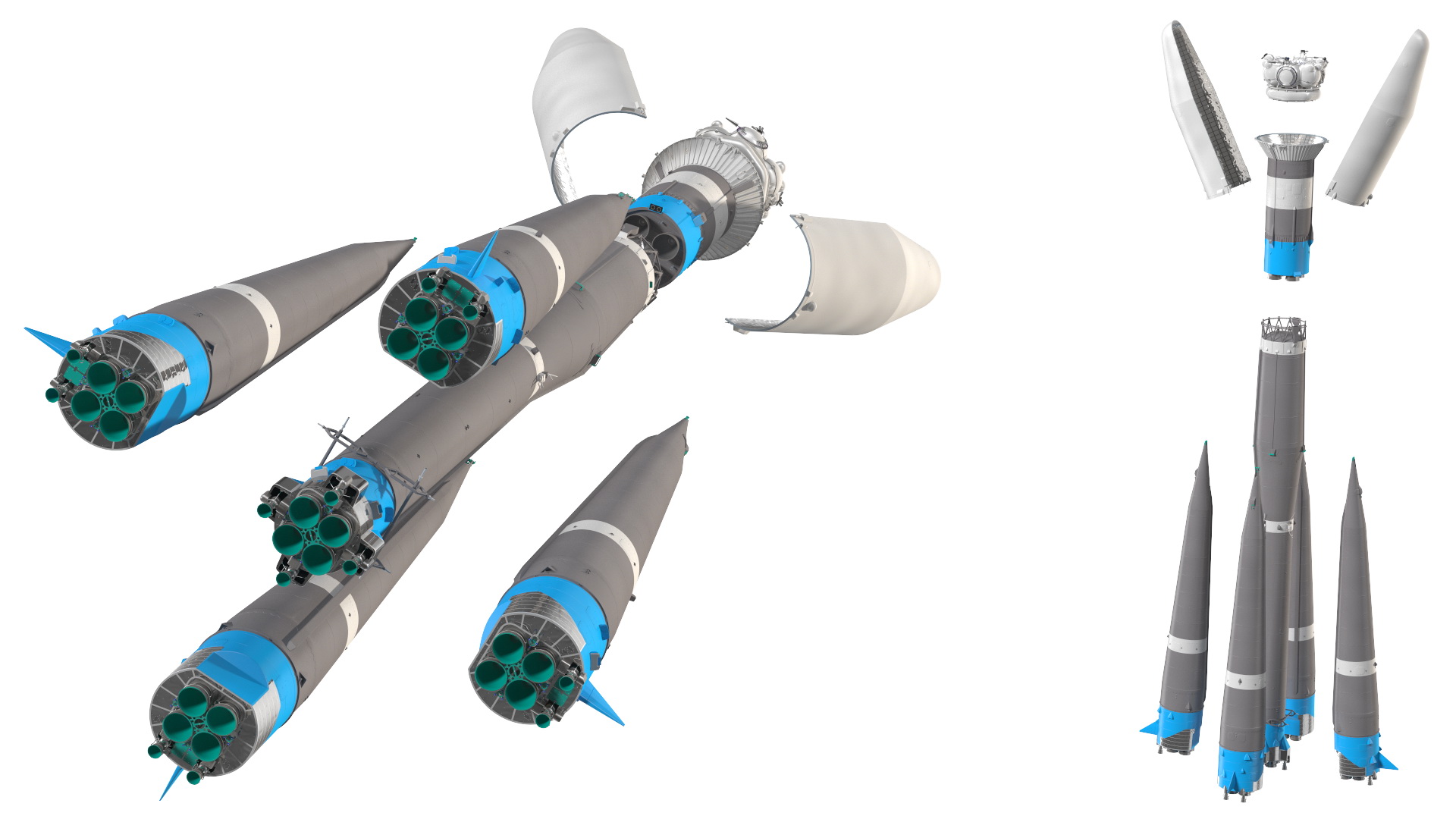 3D Orbital Launch Vehicle Main Parts model