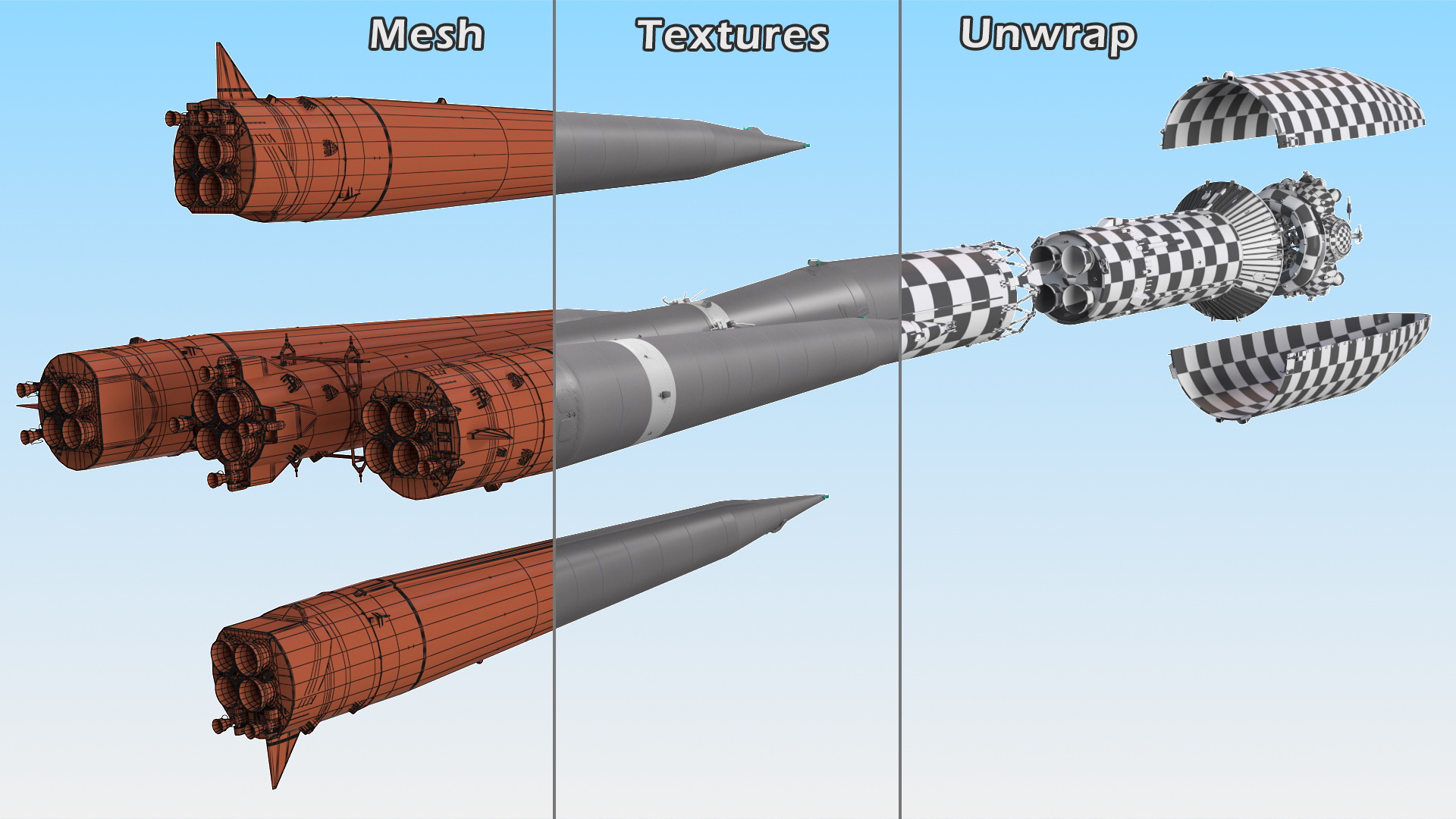 3D Orbital Launch Vehicle Main Parts model