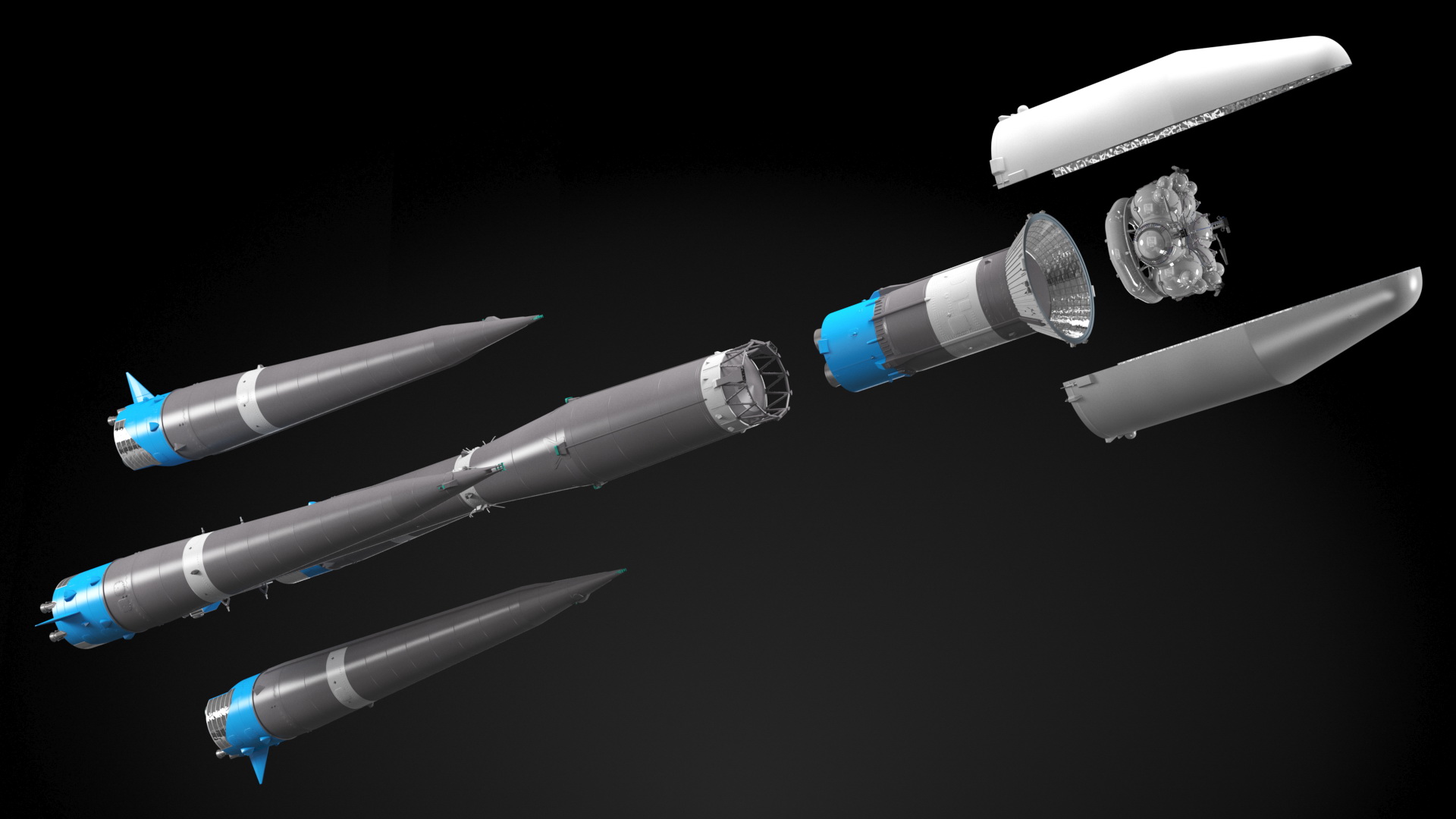 3D Orbital Launch Vehicle Main Parts model