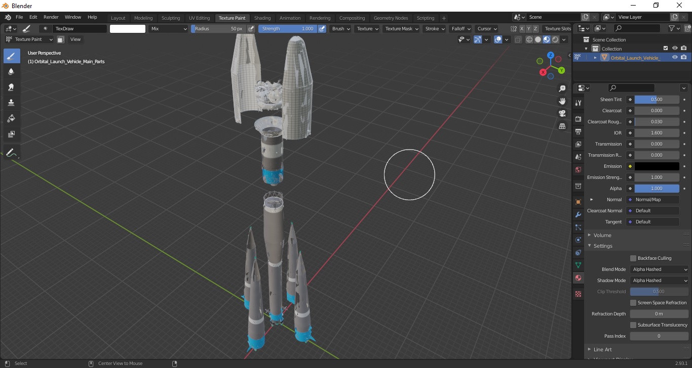 3D Orbital Launch Vehicle Main Parts model