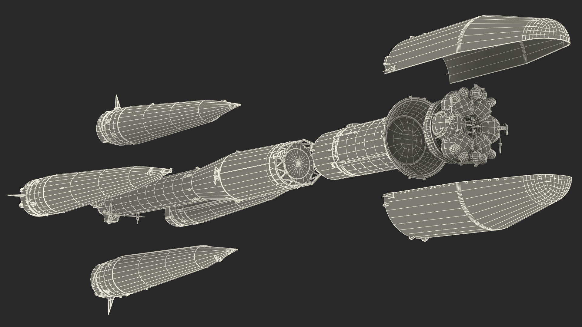 3D Orbital Launch Vehicle Main Parts model