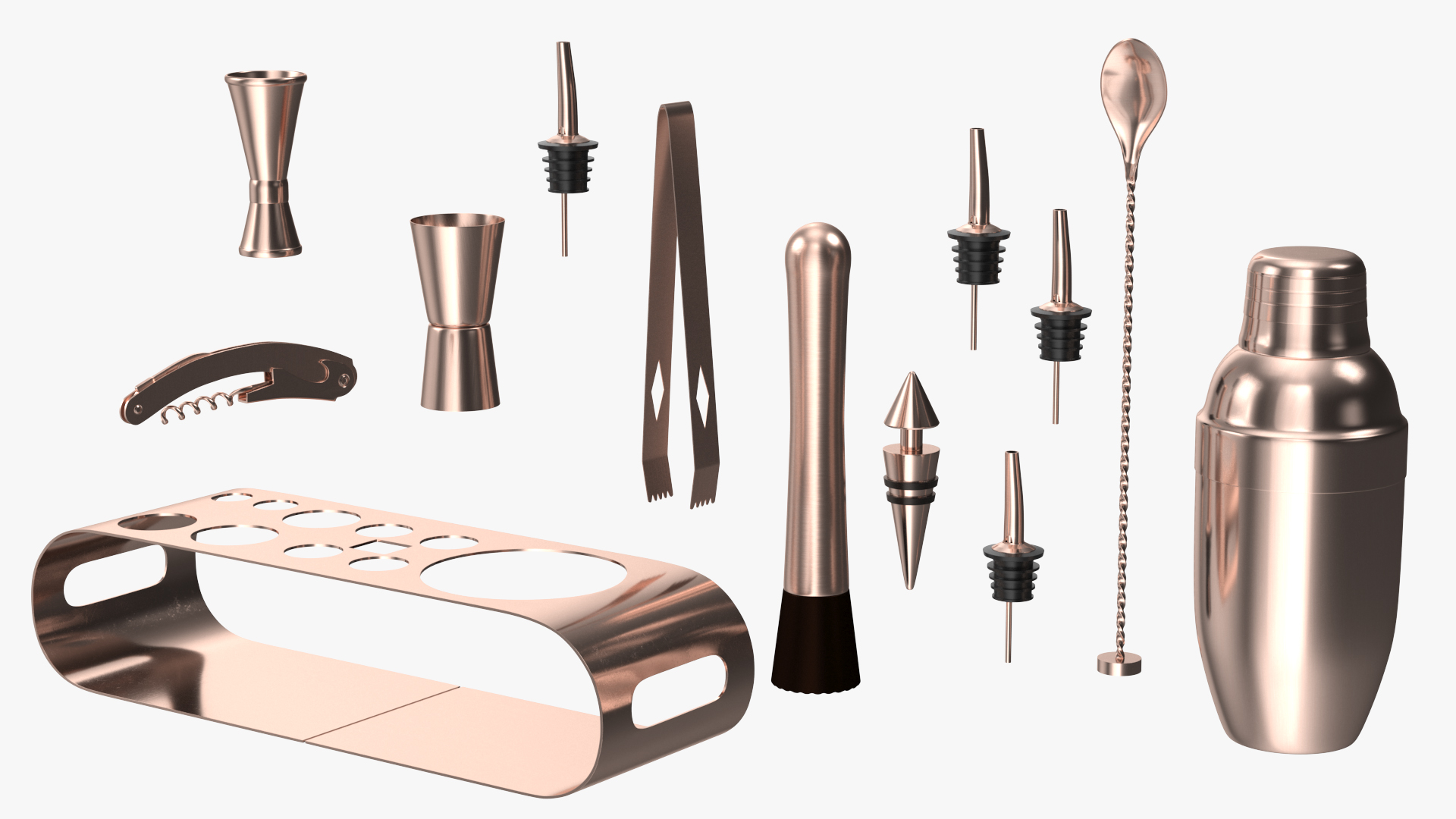 Bartender Kit 12 Piece Copper 3D model