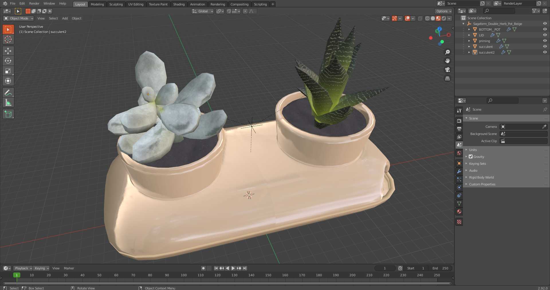 3D model Sagaform Double Herb Pot Beige