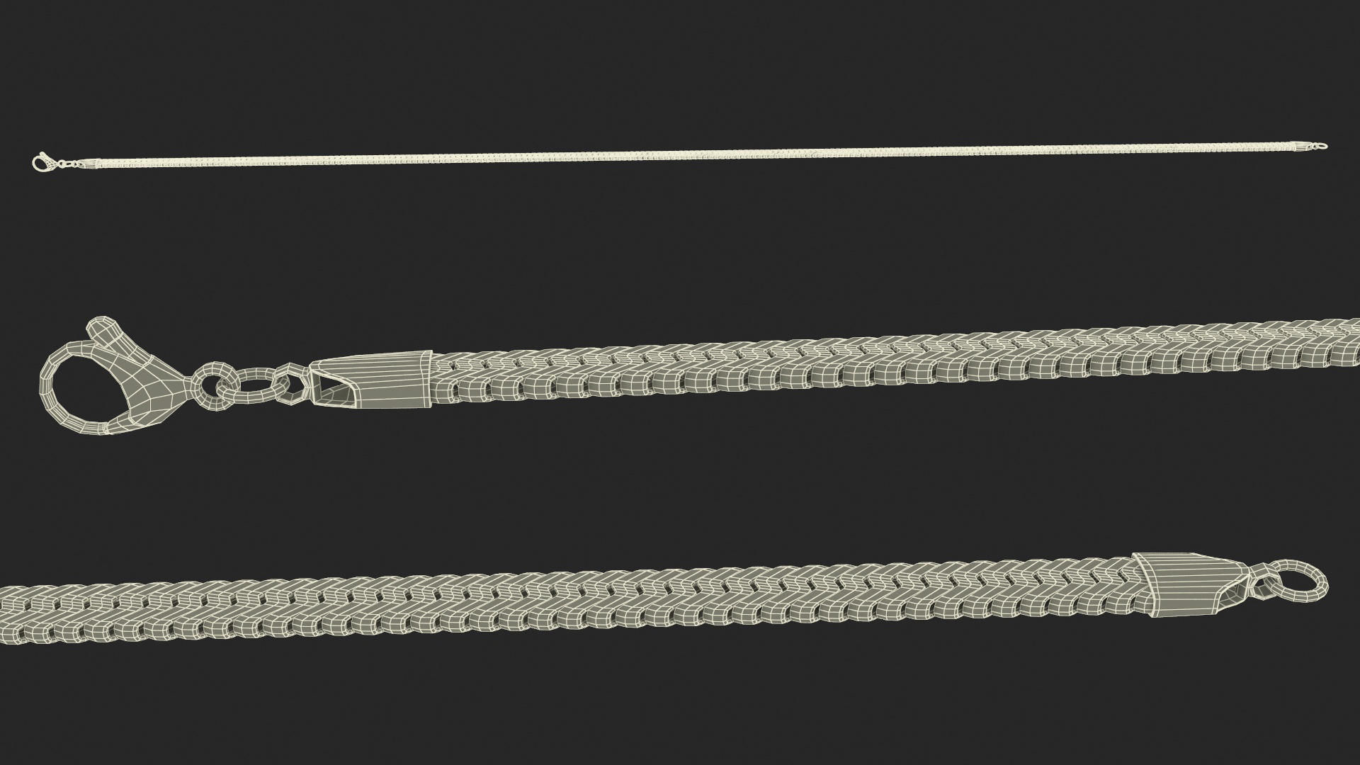 Herringbone Chain Silver 3D model