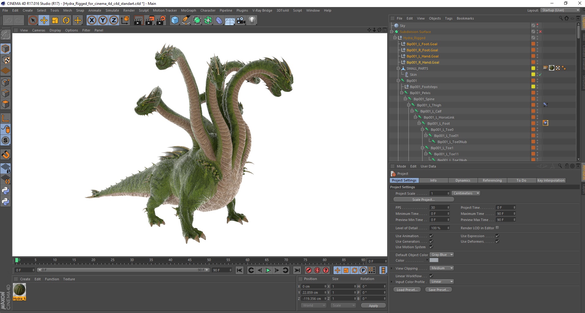 3D Hydra Rigged for Cinema 4D