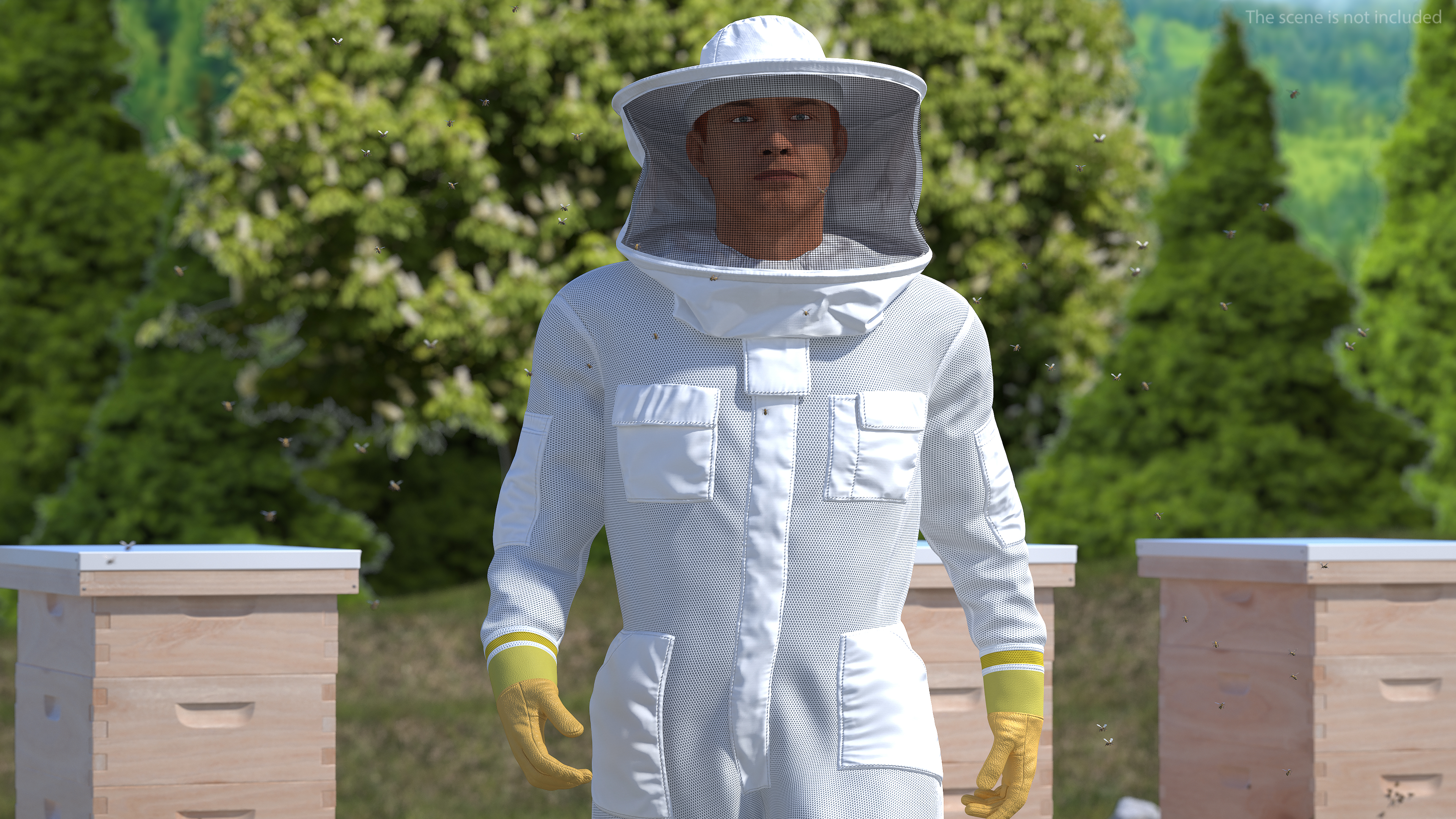 3D model Male Beekeeper in Full Suit Walking Pose