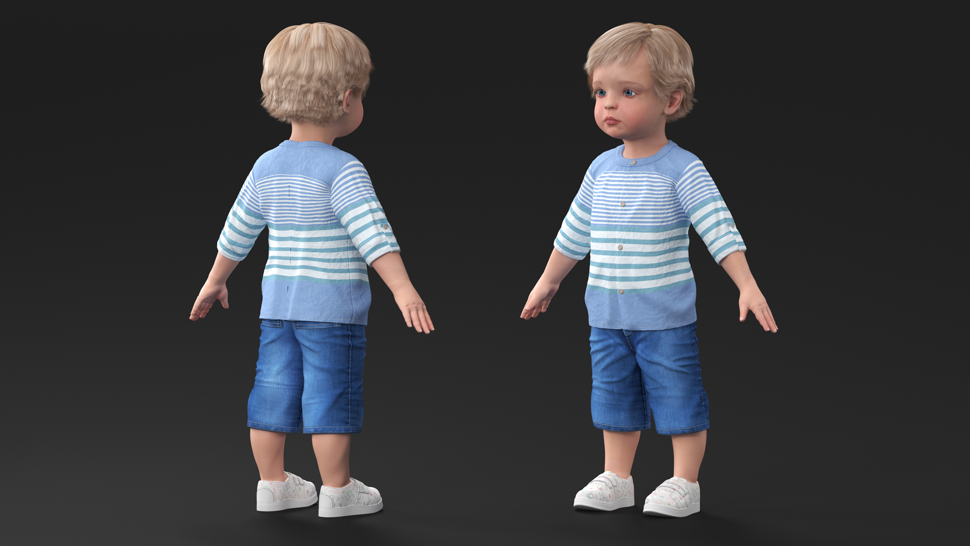 Baby in Summer Strolling Clothes A-Pose 3D model