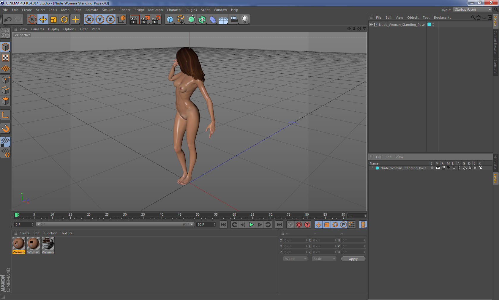 Nude Woman Standing Pose 3D model