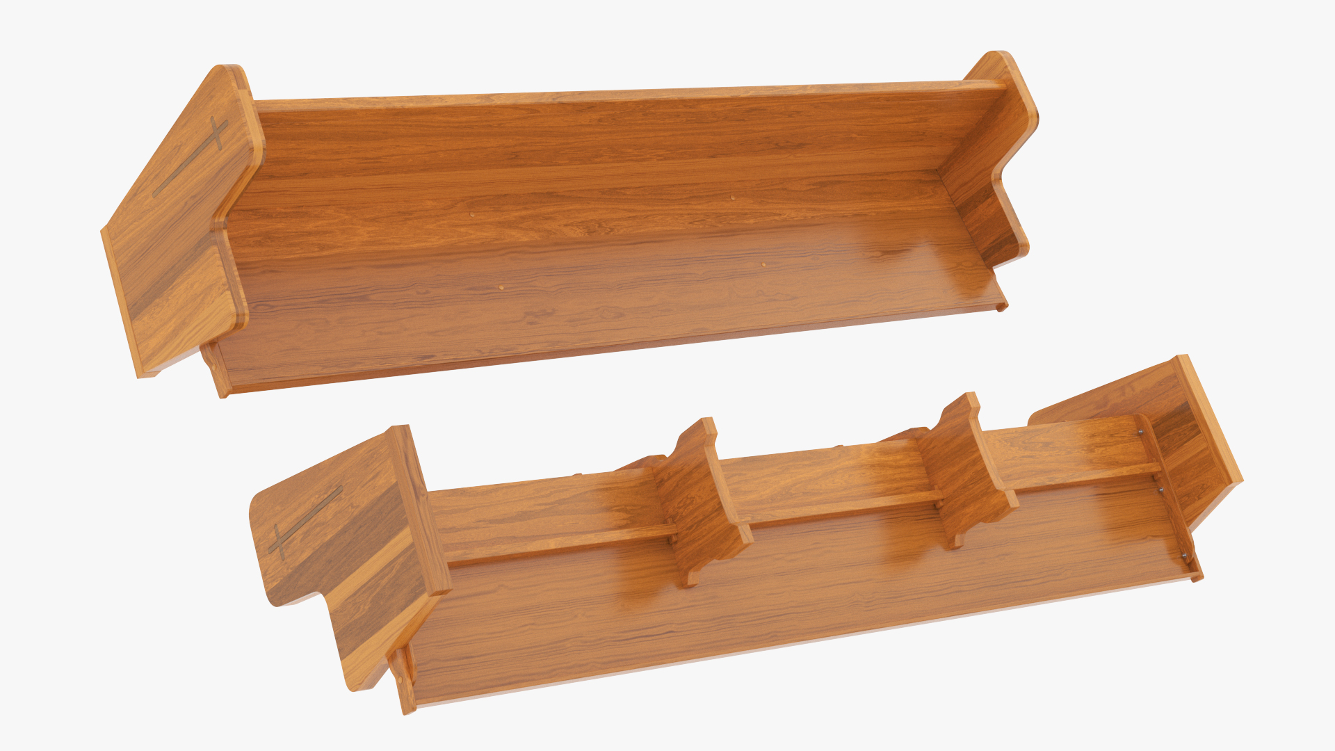 Wooden Church Pew Bench Light 3D model