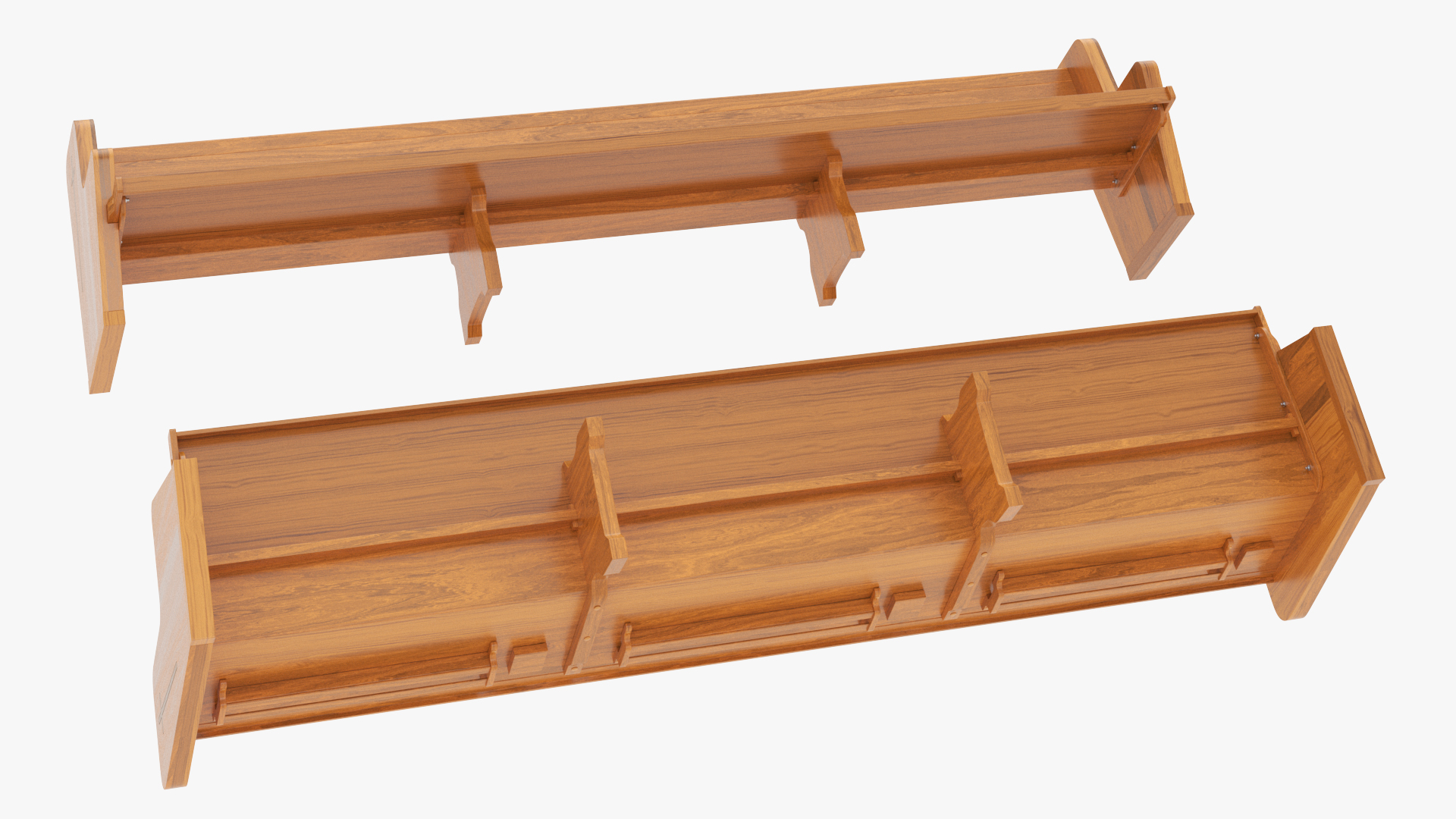 Wooden Church Pew Bench Light 3D model